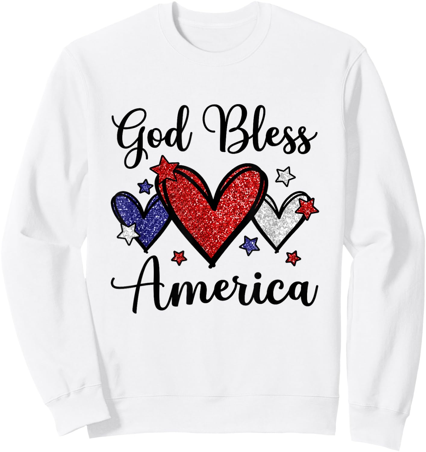 God Bless America Patriotic USA Flag Colors For Christians Kids Men Sweatshirt - Sweatshirt | White