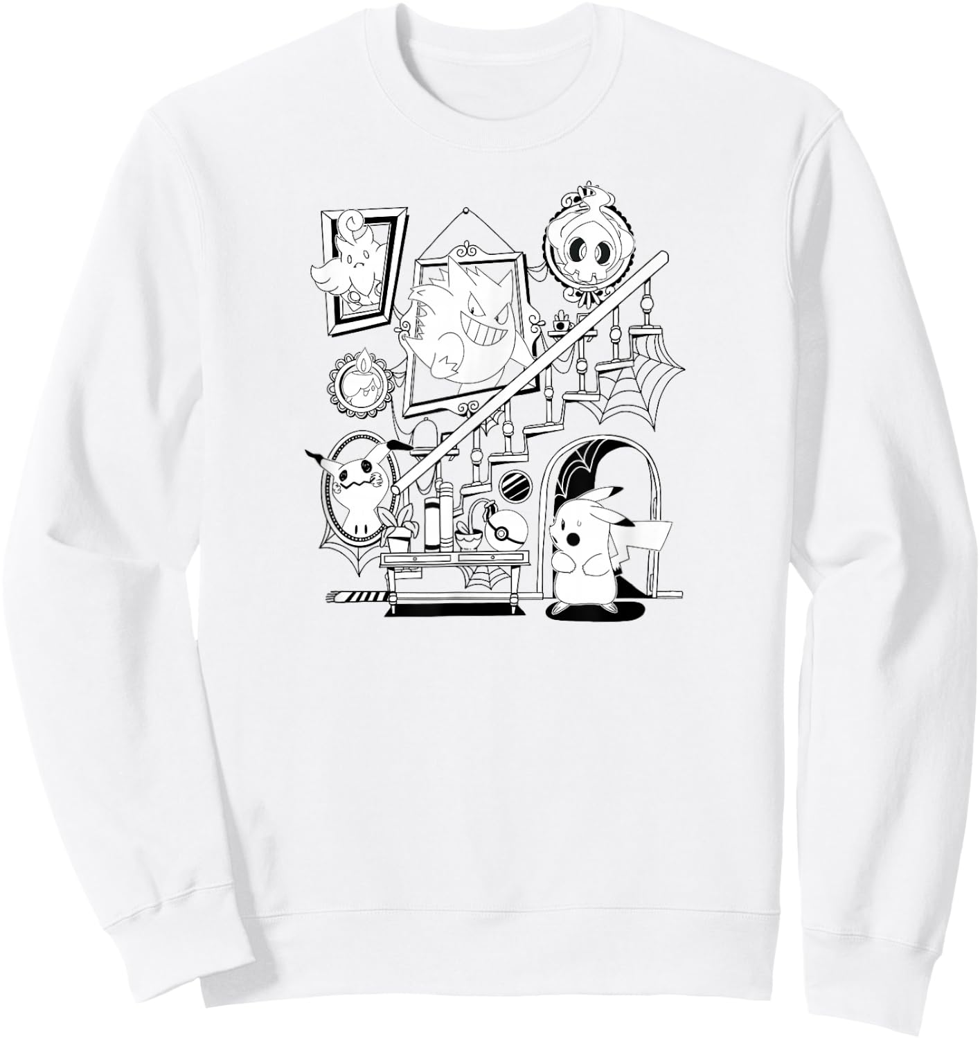 Pokémon - Halloween Orange Gengar Mimikyu Duskull Litwick Sweatshirt - Sweatshirt | White