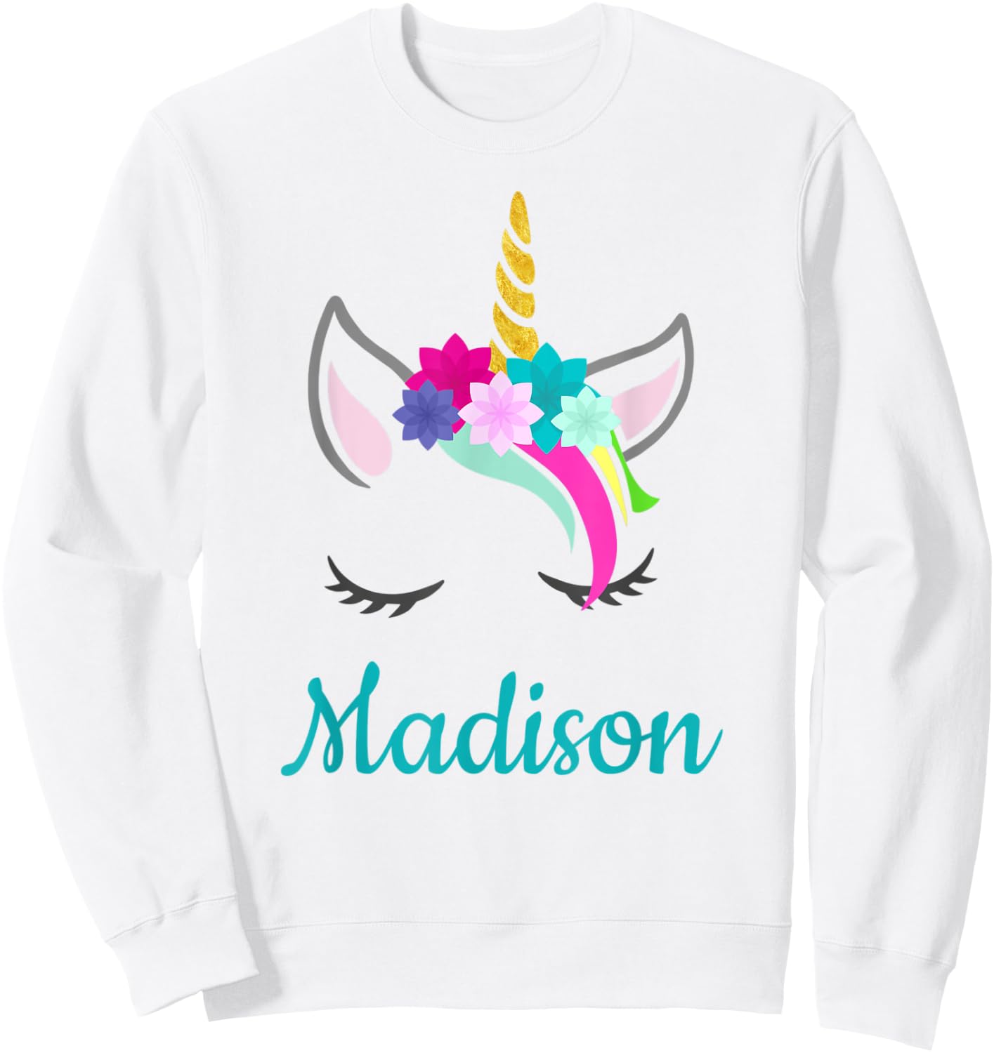 Madison Rainbow Unicorn Name Sweatshirt - Sweatshirt | White