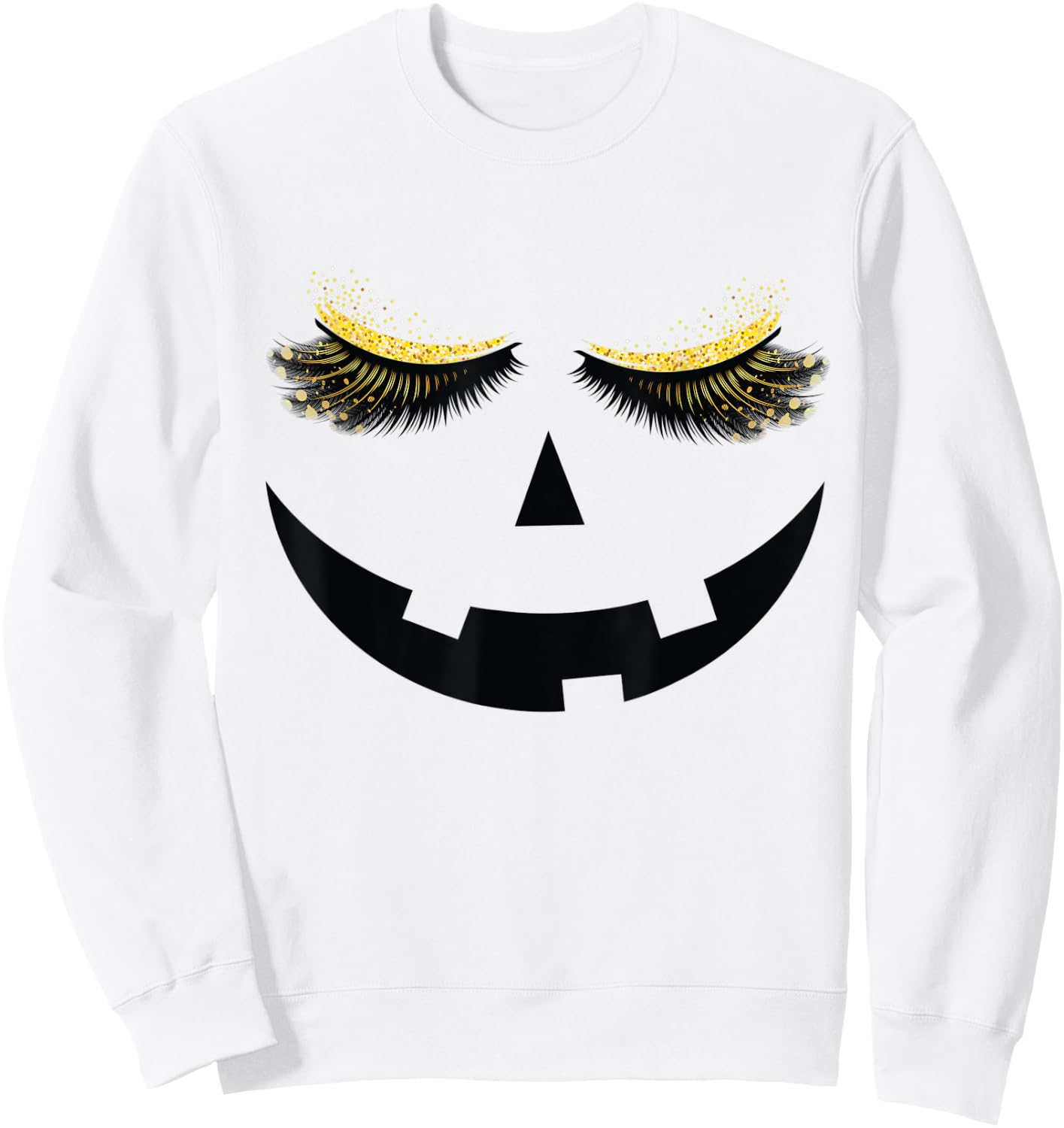 Halloween Pumpkin Beautiful Eyelashes Jack o Lantern Women Sweatshirt - Sweatshirt | White