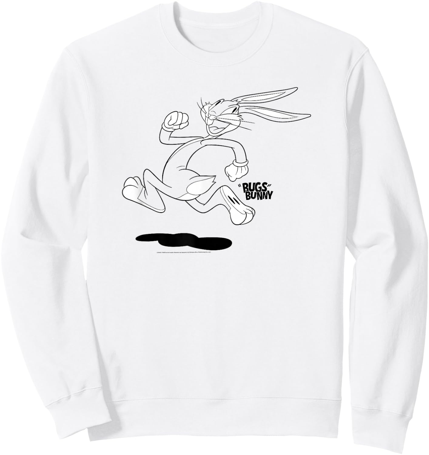 Looney Tunes Bugs Bunny Running Away Simple Outline Sweatshirt - Sweatshirt | White