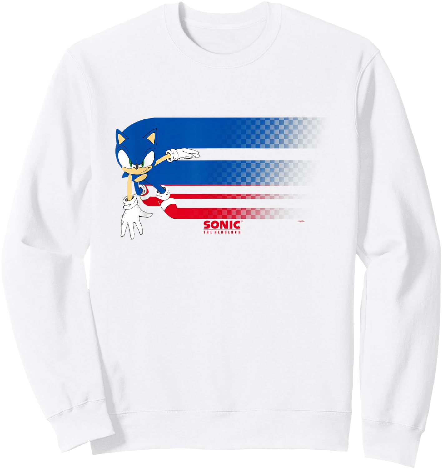 Sonic The Hedgehog Americana Red White & Blue Blurred Trail Sweatshirt - Sweatshirt | White