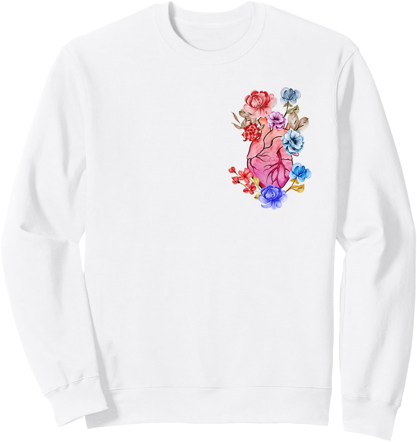 Anatomical Heart Human Heart Anatomy Flowers Floral Sweatshirt - Sweatshirt | White