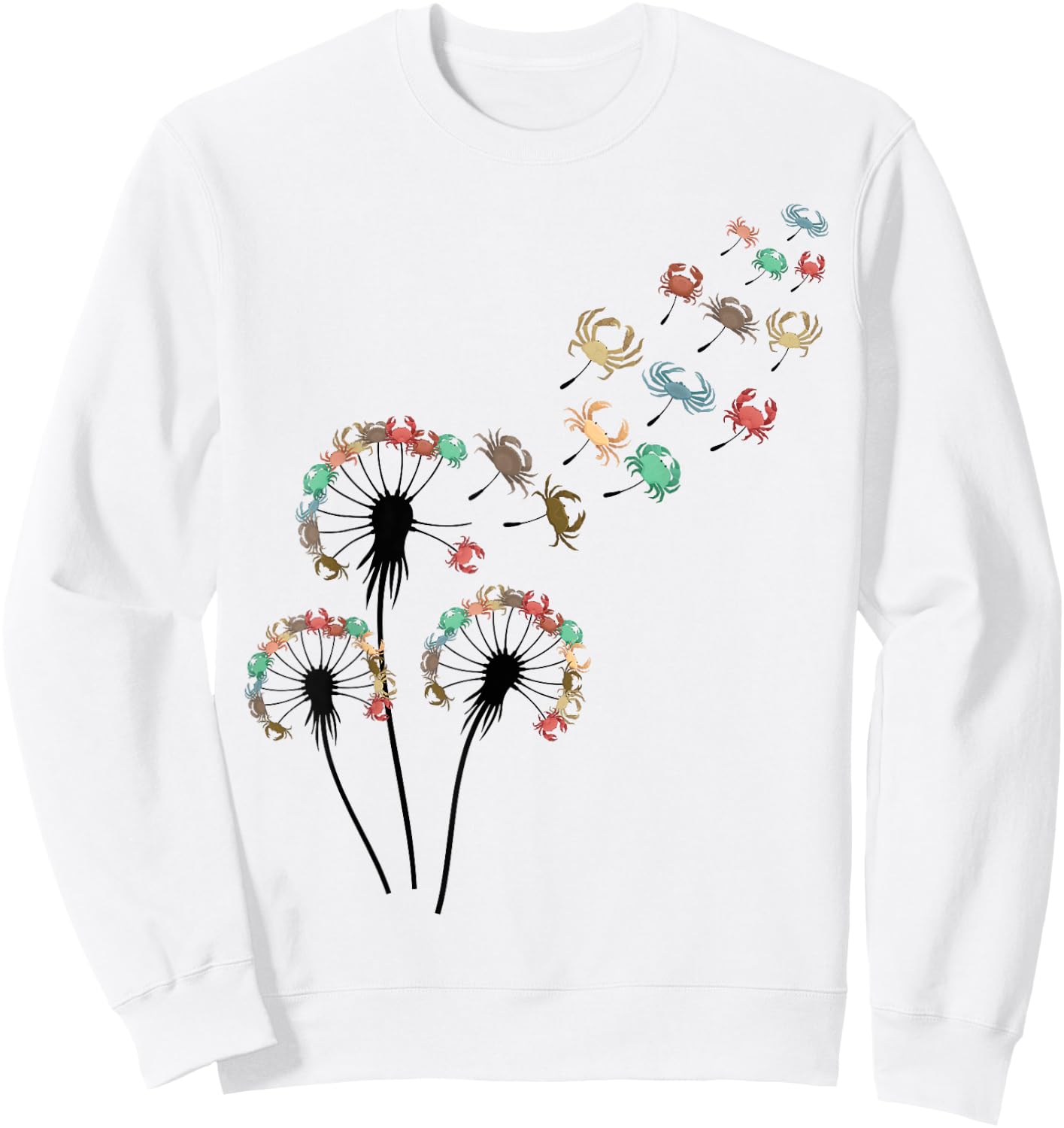 Flower Dandelion Crabs Stuff for Crab Lover | Crab Sweatshirt - Sweatshirt | White