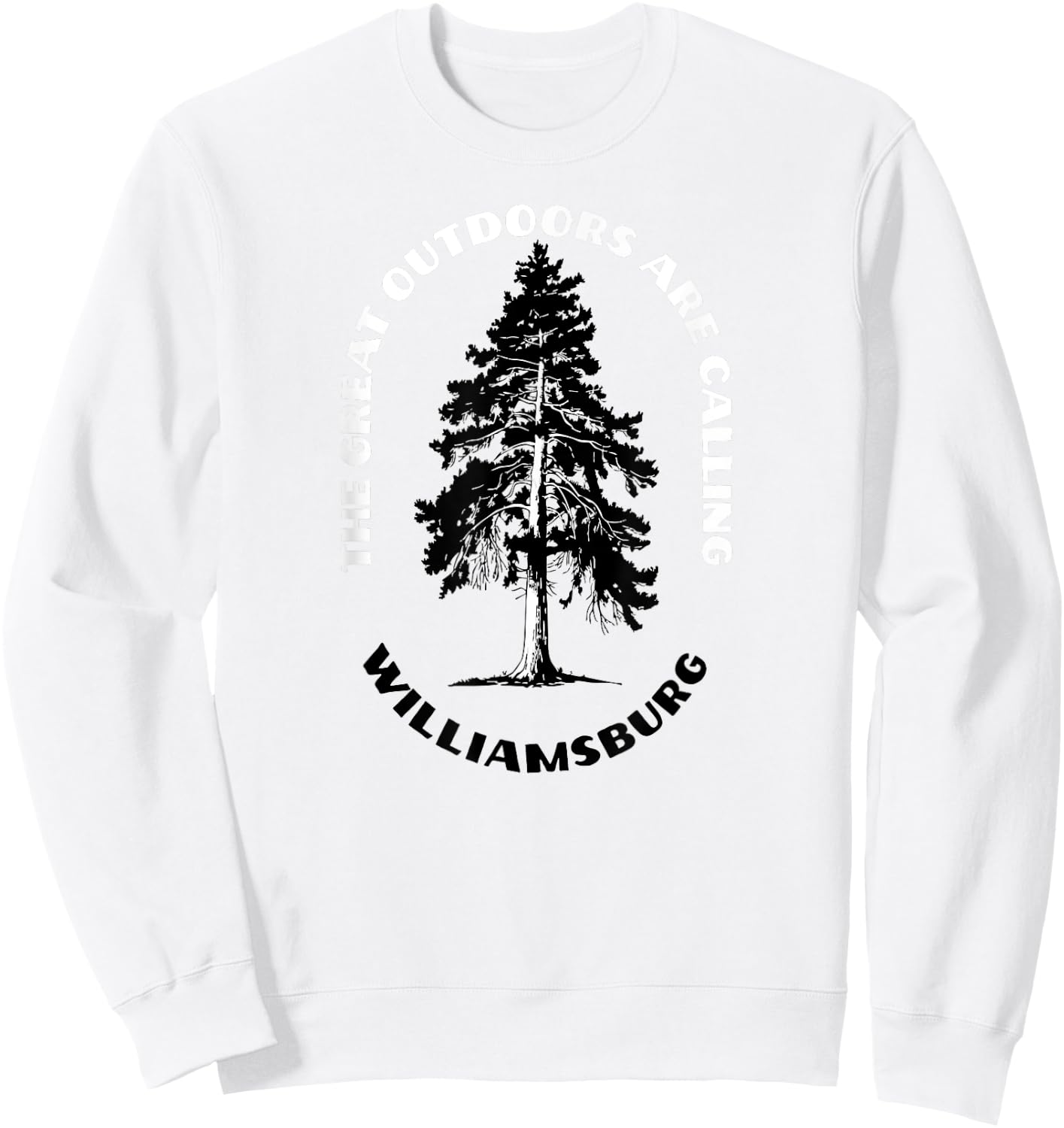 Williamsburg The Great Outdoors Are Calling Tree Nature Sweatshirt - Sweatshirt | White