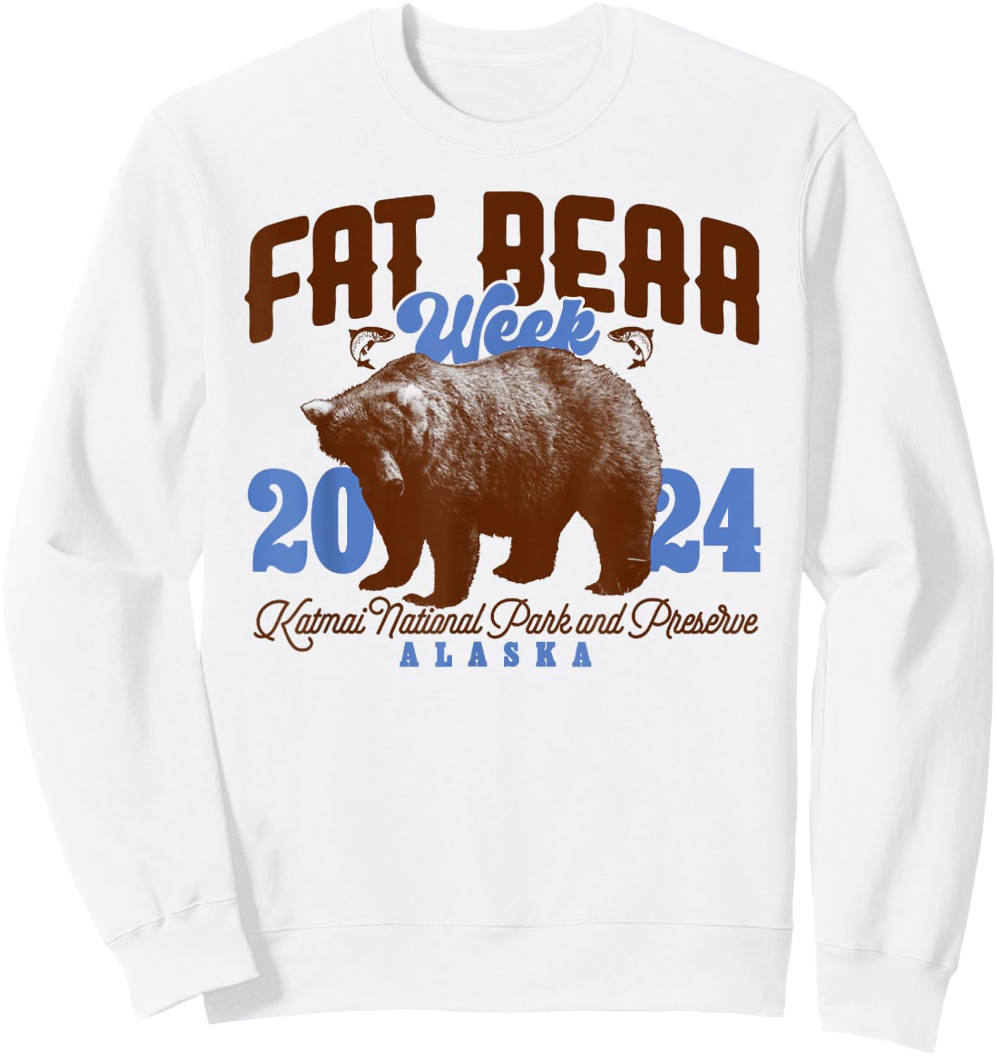 Vintage Fat Bear Week 2024 Funny Bear Meme Animal Sweatshirt - Sweatshirt | White