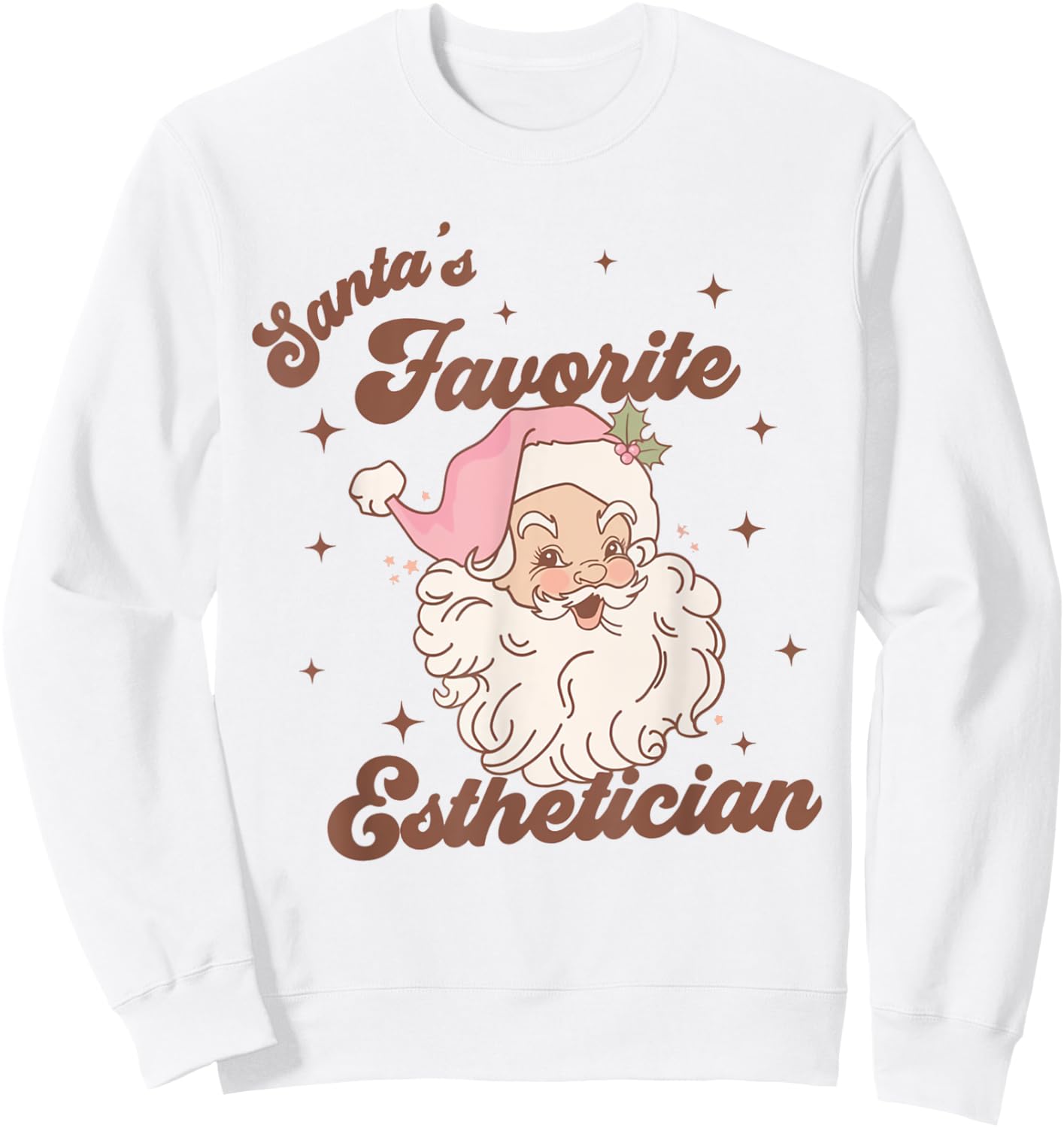 Women Santa's Favorite Esthetician Christmas Skin Therapist Sweatshirt - Sweatshirt | White