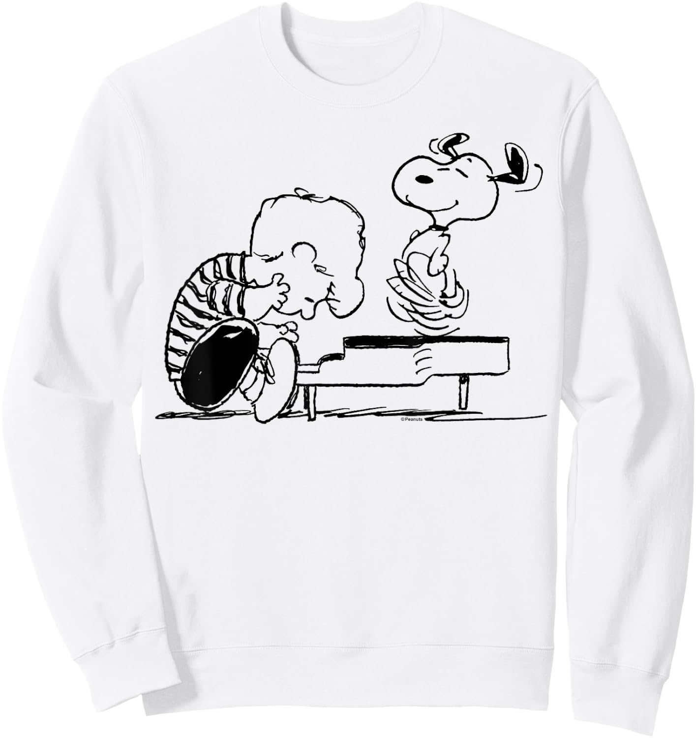 Peanuts Schroeder and Snoopy Piano , White Sweatshirt - Sweatshirt | White