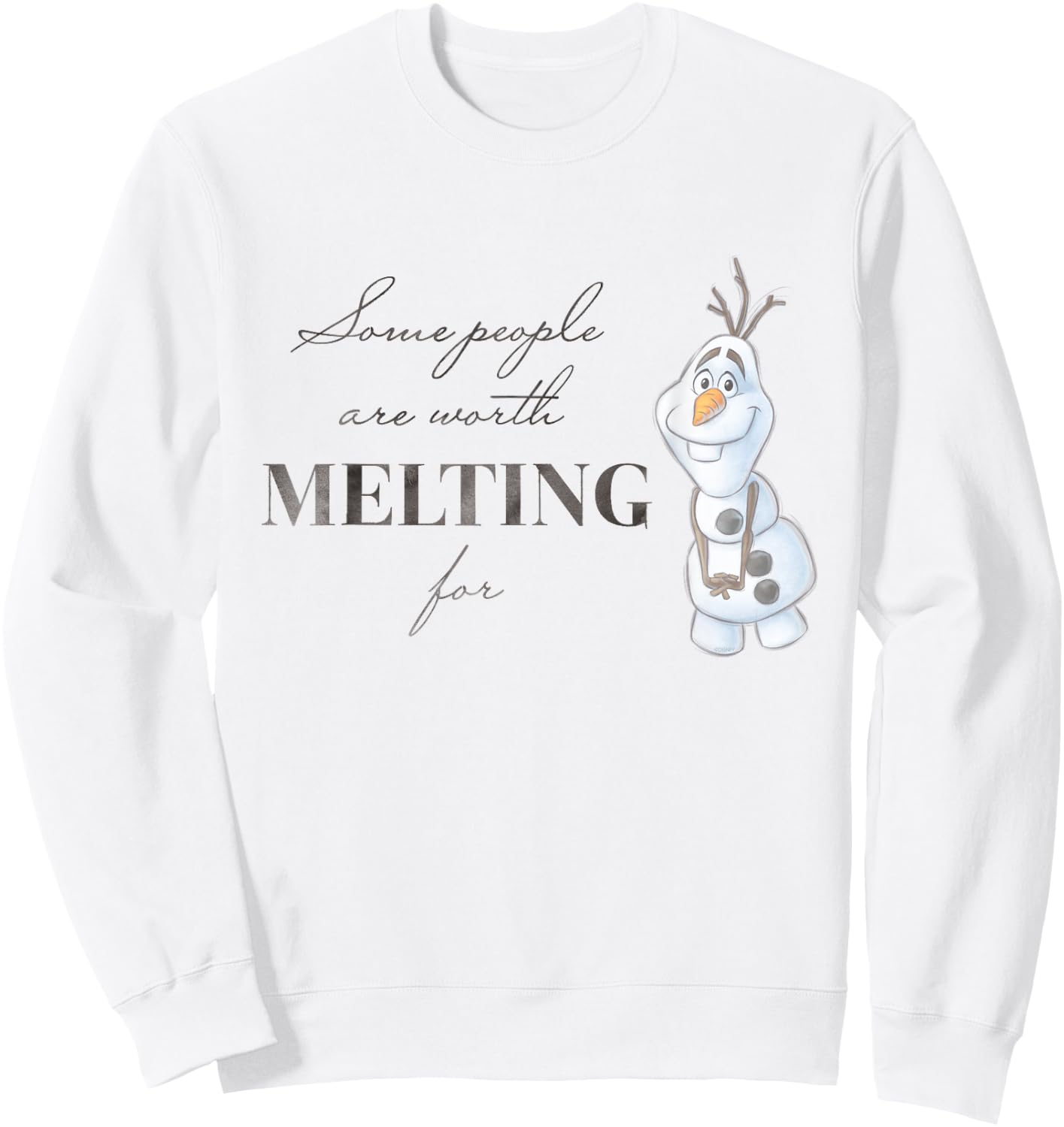 Disney 100 Anniversary Frozen Olaf D100 Quote Sweet , White Sweatshirt - Sweatshirt | White