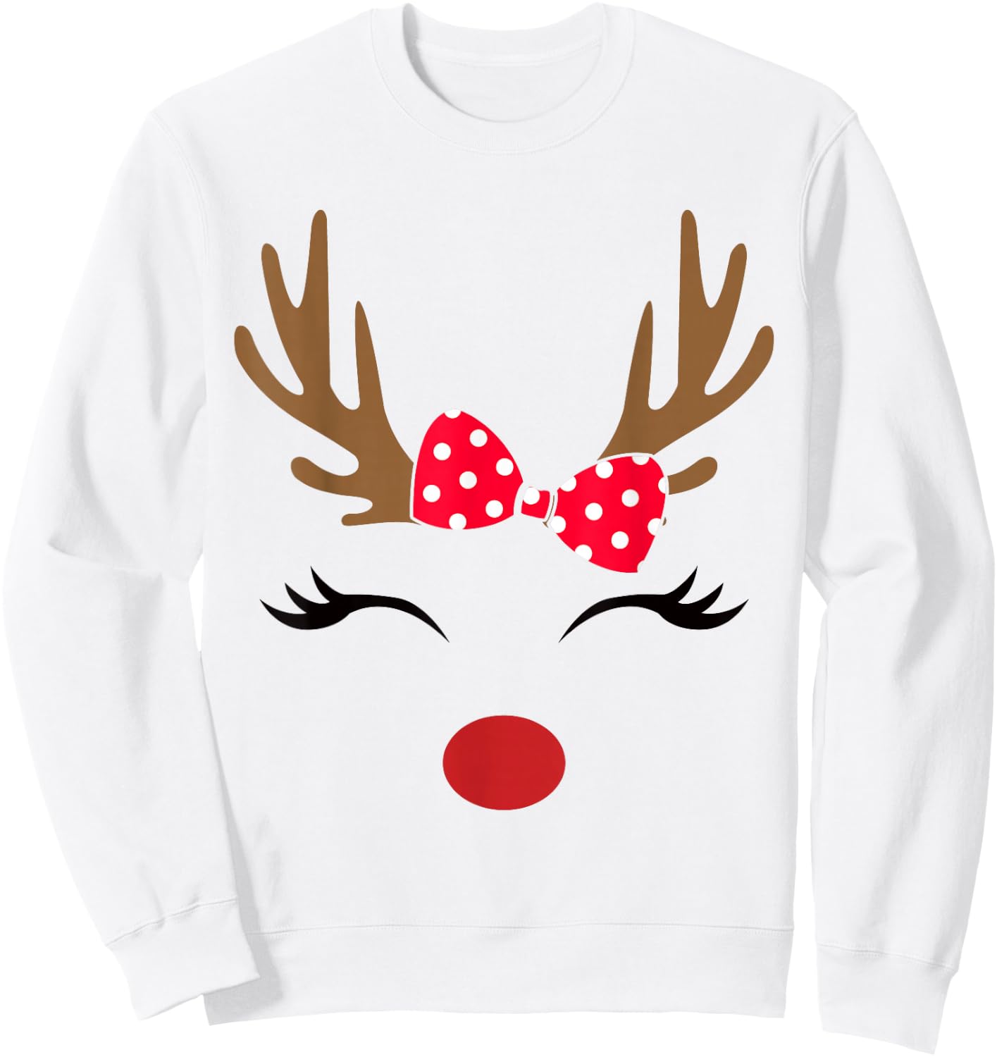 Reindeer Face Glasses Leopard Christmas Costume Girls Sweatshirt - Sweatshirt | White