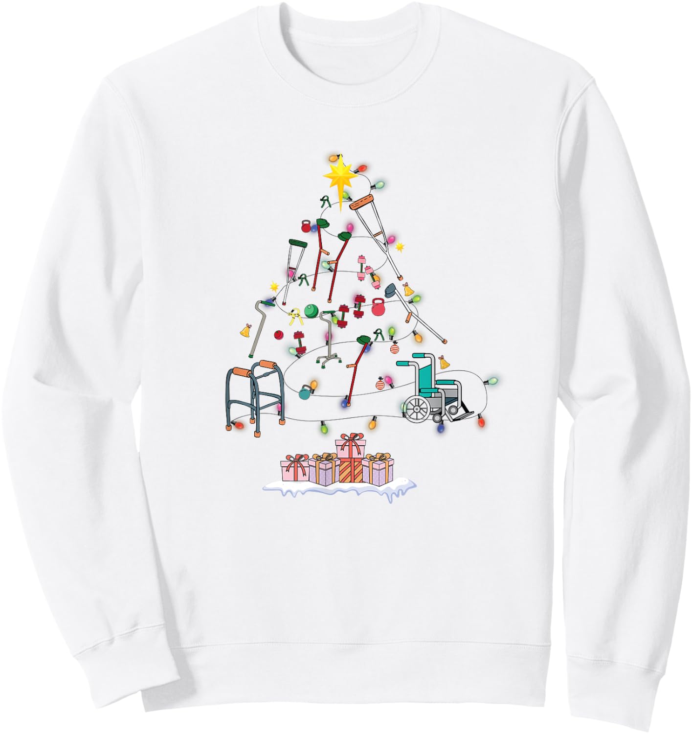 Funny Physical Therapy Christmas Tree For PT Therapist Sweatshirt - Sweatshirt | White