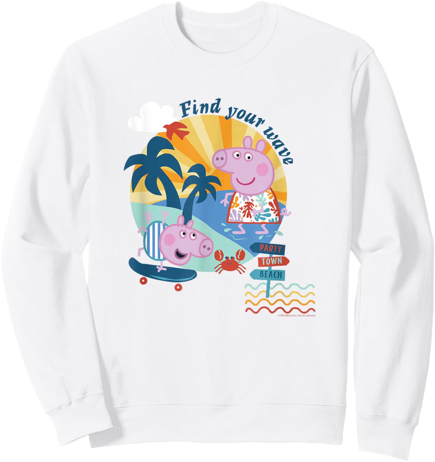 Peppa Pig Find Your Wave Summer Time Fun At The Beach Sweatshirt - Sweatshirt | White