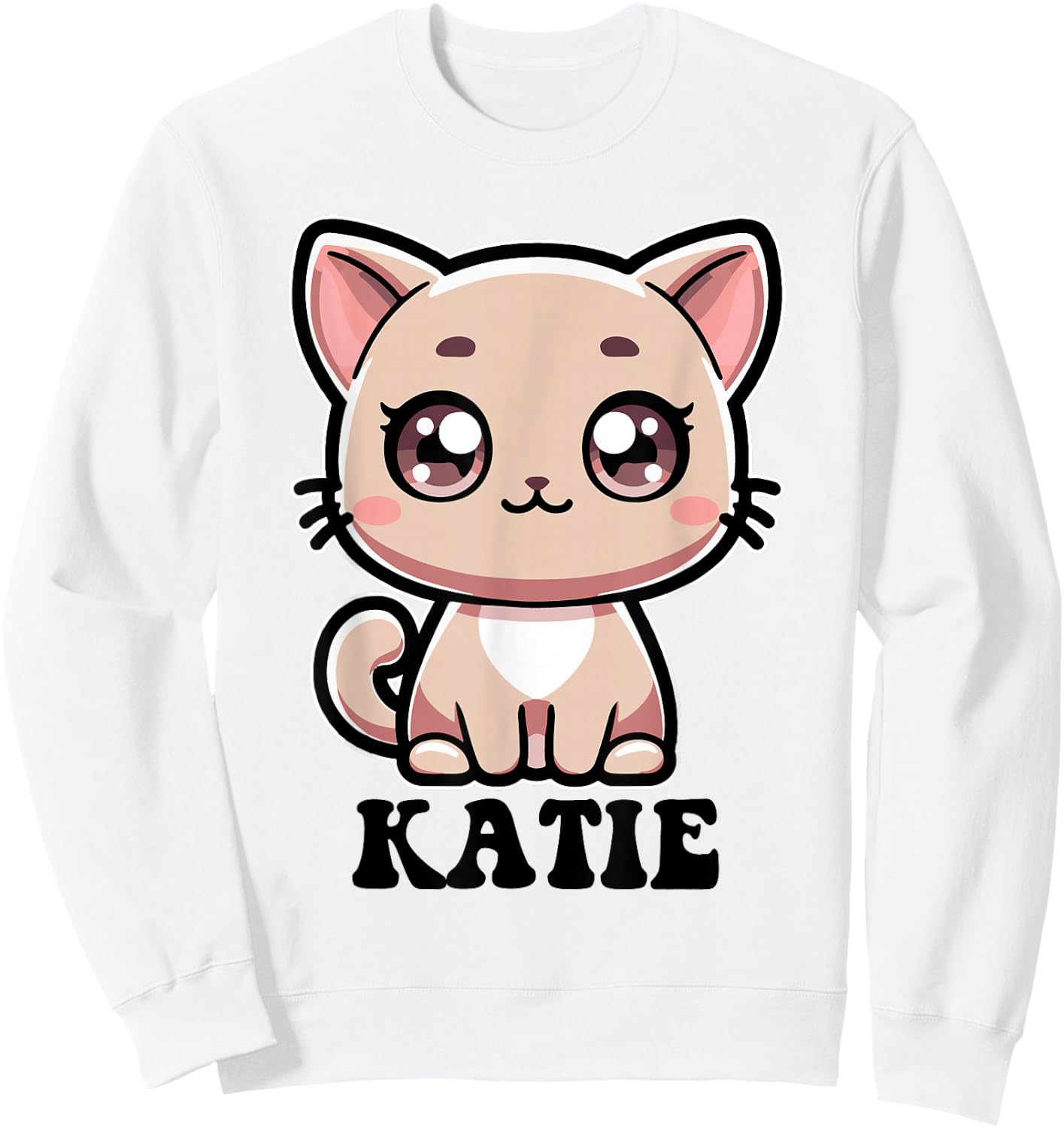 Katie Cute Kitty Cat Design for Girls Name Katie Sweatshirt - Sweatshirt | White