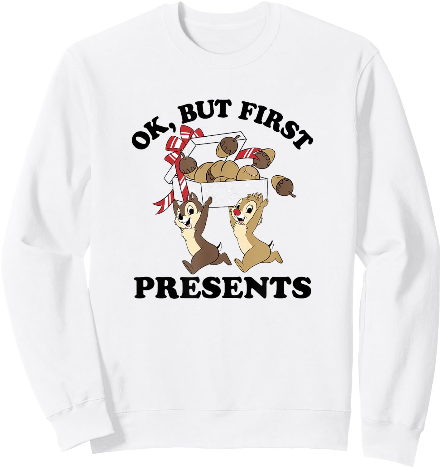 Disney Christmas Chip & Dale Ok But First Presents Sweatshirt - Sweatshirt | White