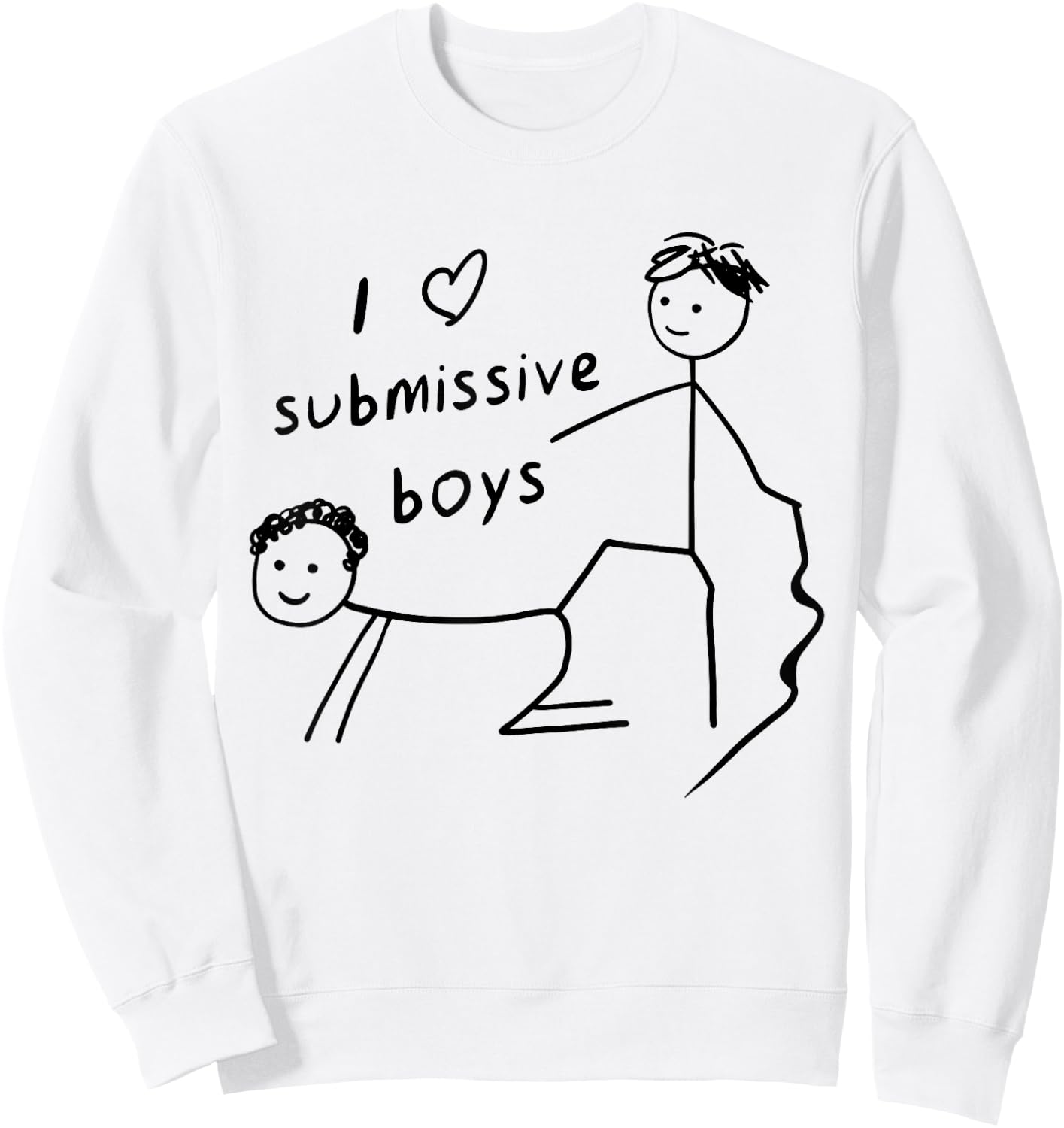 I Heart Submissive Boys Stick Figure Funny Quotes Sweatshirt - Sweatshirt | White
