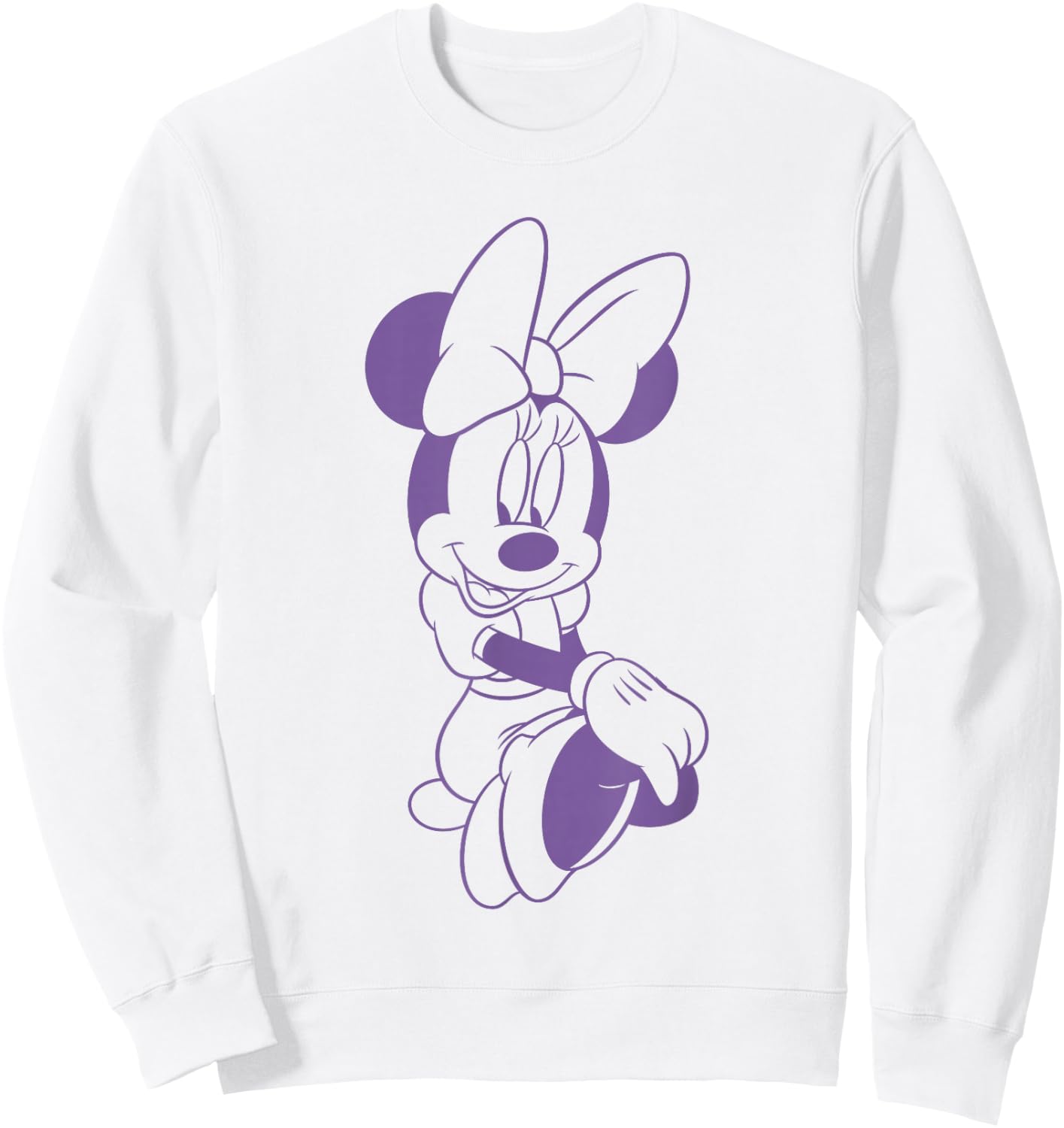 Disney Minnie Mouse Sitting Pose Purple Outline Portrait Sweatshirt - Sweatshirt | White