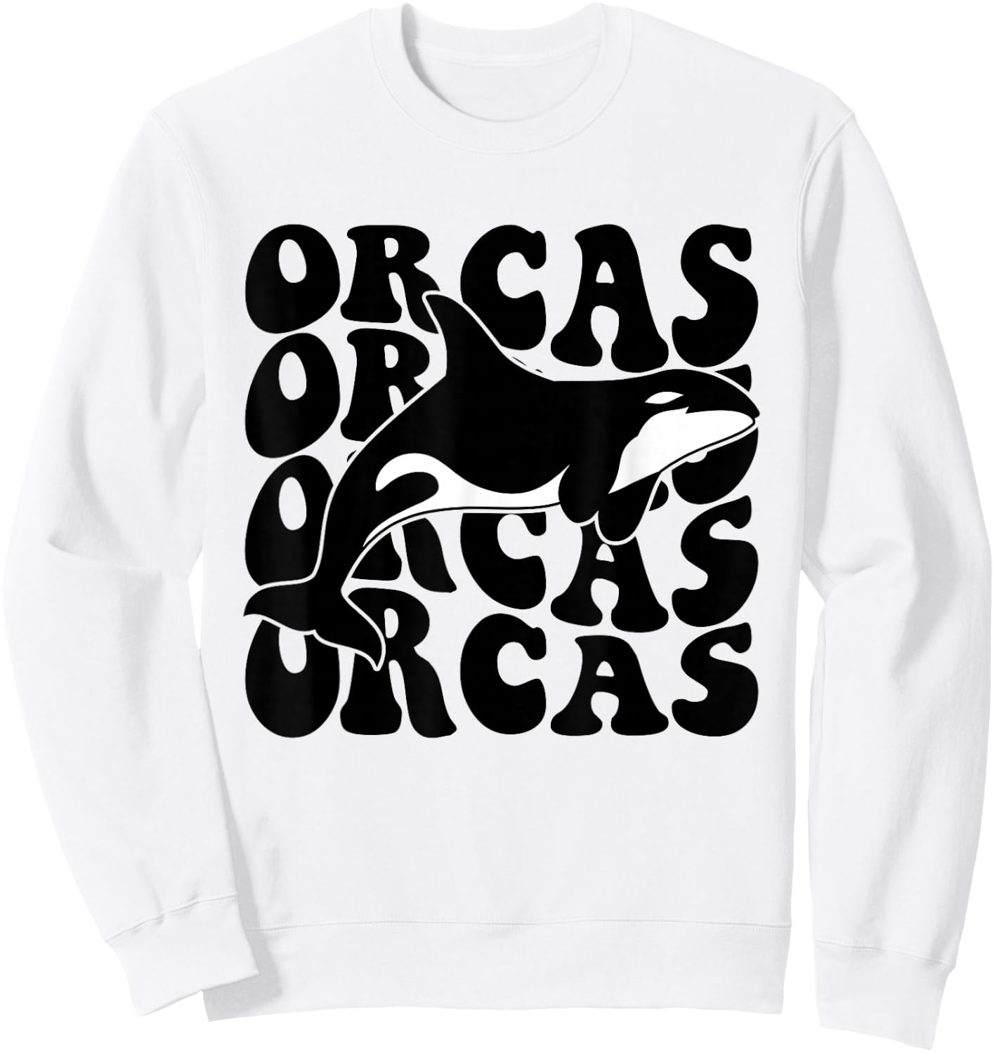 Orcas - Orca Whale Groovy Retro Sweatshirt - Sweatshirt | White