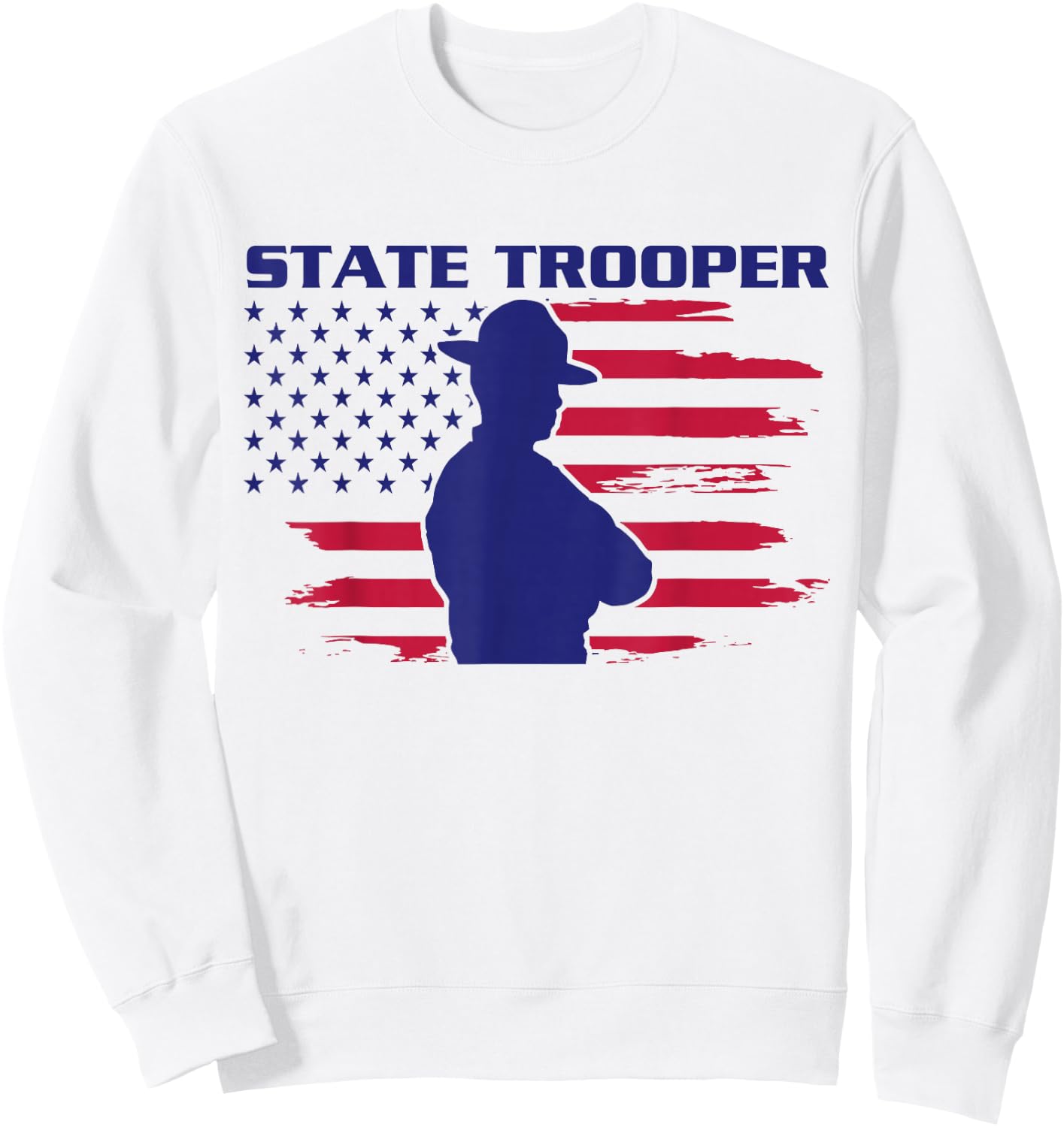 State Trooper American Flag, Highway Trooper, State Trooper Sweatshirt - Sweatshirt | White