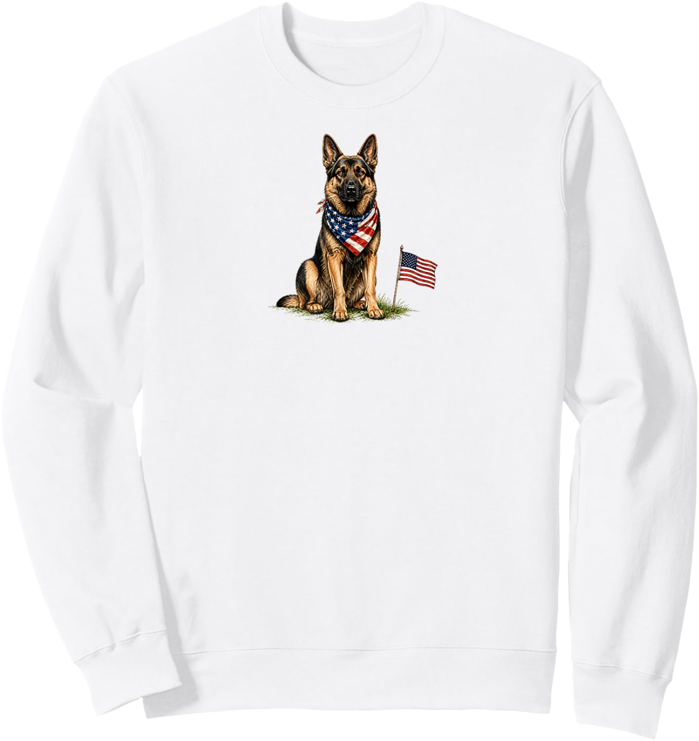 German Shepherd Dog 4th of July American USA Flag Dog Mom Sweatshirt - Sweatshirt | White
