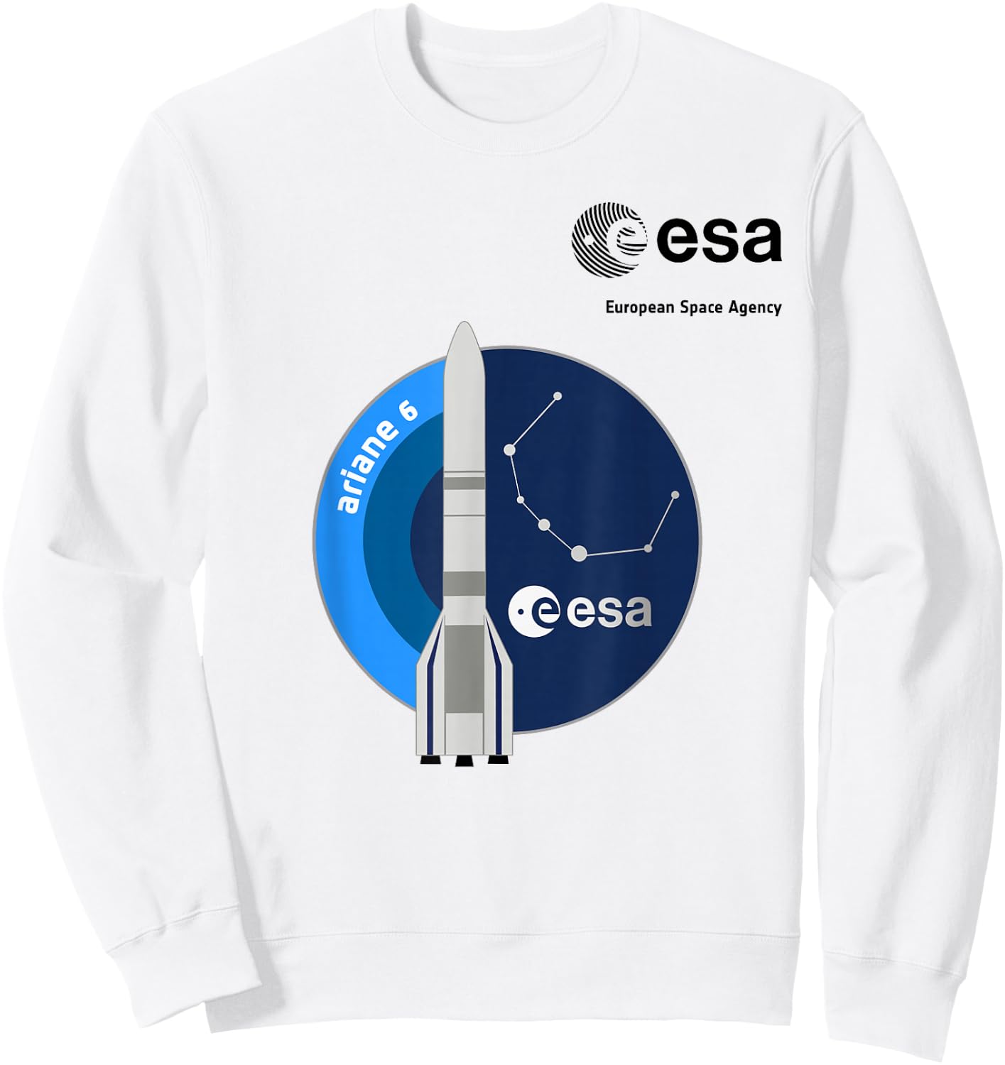 ESA European Space Agency Mission Ariane 6 Rocket Patch , grey, S Sweatshirt - Sweatshirt | White