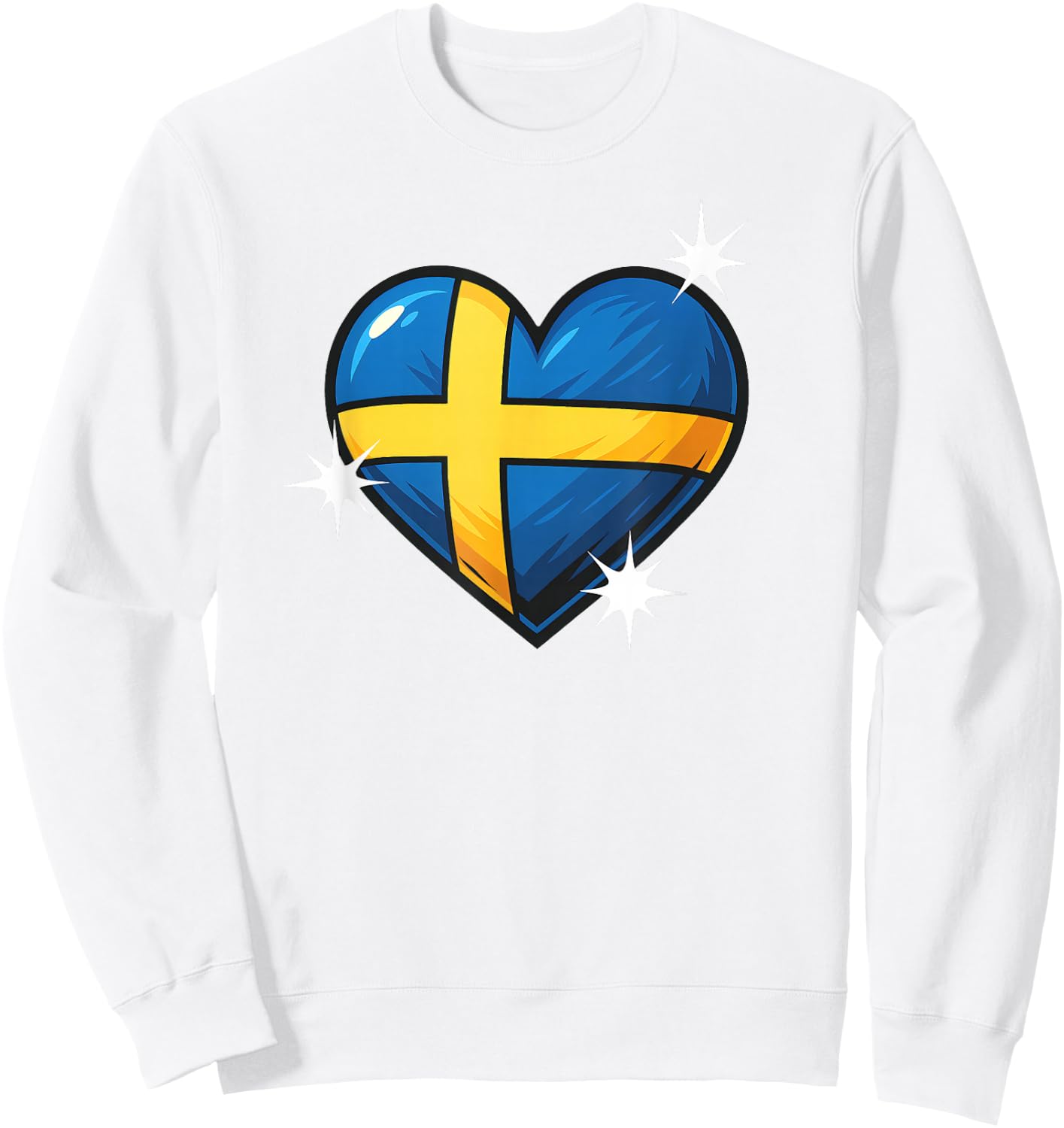 Drapeau suédois en forme de cœur pour femmes, hommes et enfants. Jaune et bleu Suède Sweatshirt - Sweatshirt | White