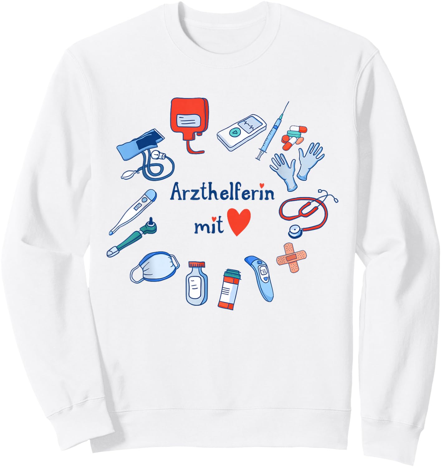 Arzthelferin mit Herz Dankeschön Arztpraxis Danke Praxisteam Sweatshirt - Sweatshirt | White