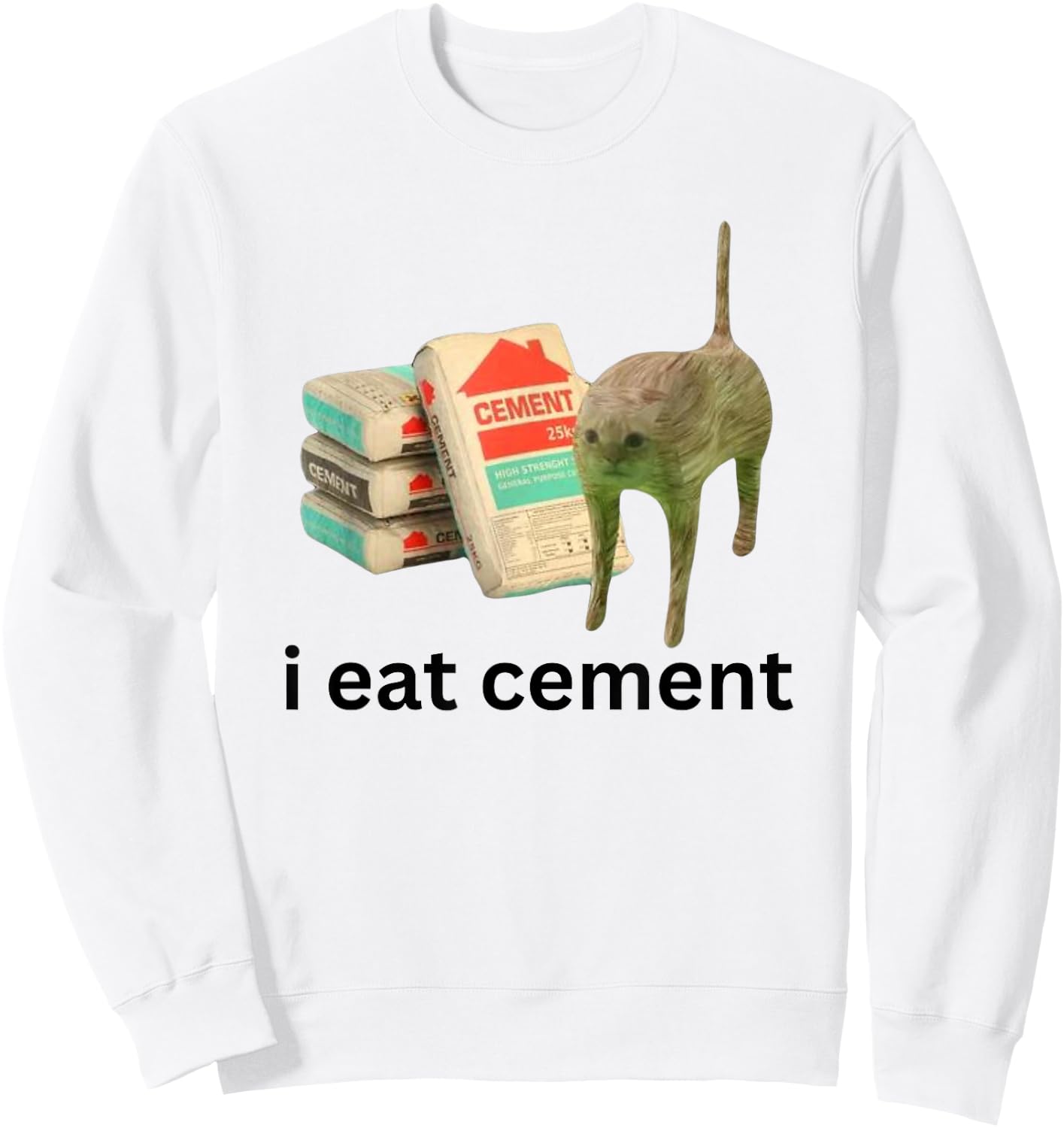 Meme Unhinged Cat Funny Cursed Cat Unhinged Sweatshirt - Sweatshirt | White