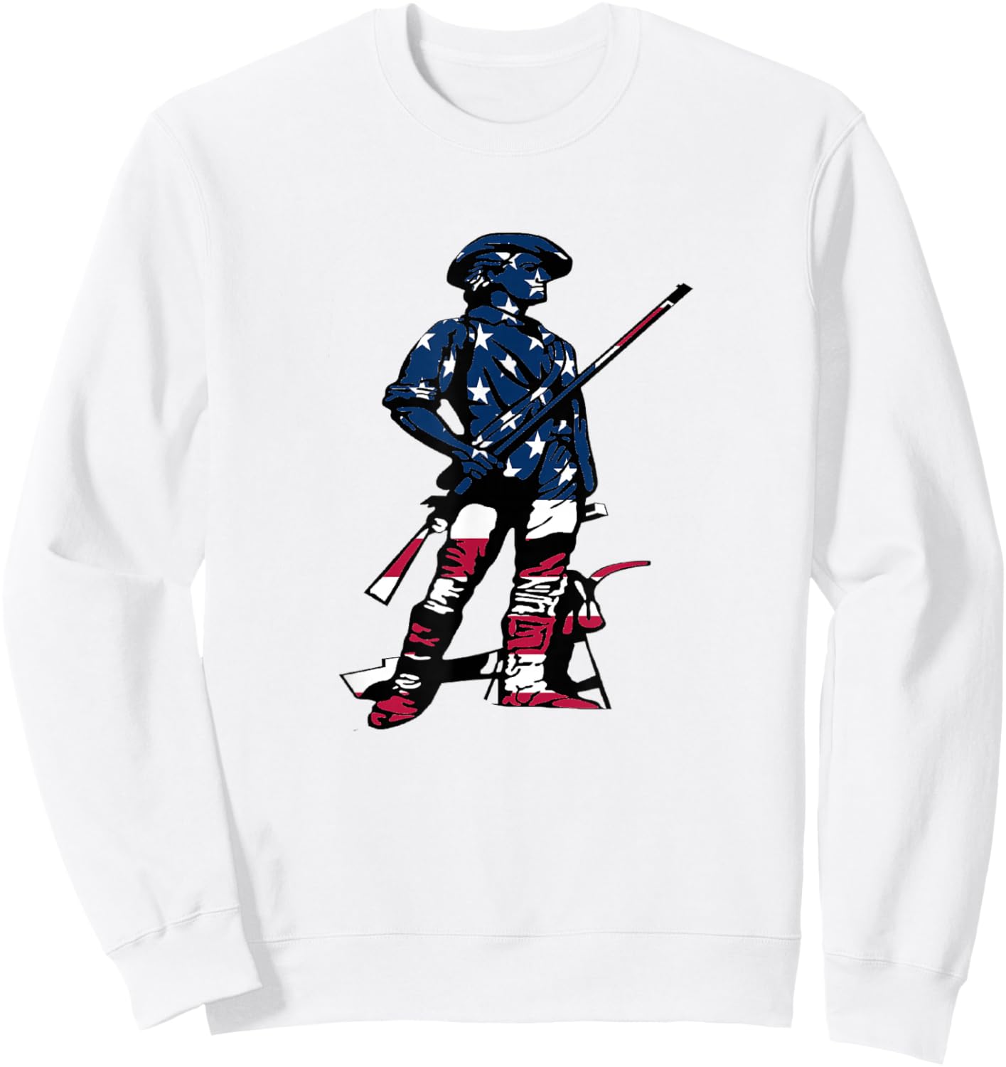Minute Man Statue - American Flag Silhouette Sweatshirt - Sweatshirt | White