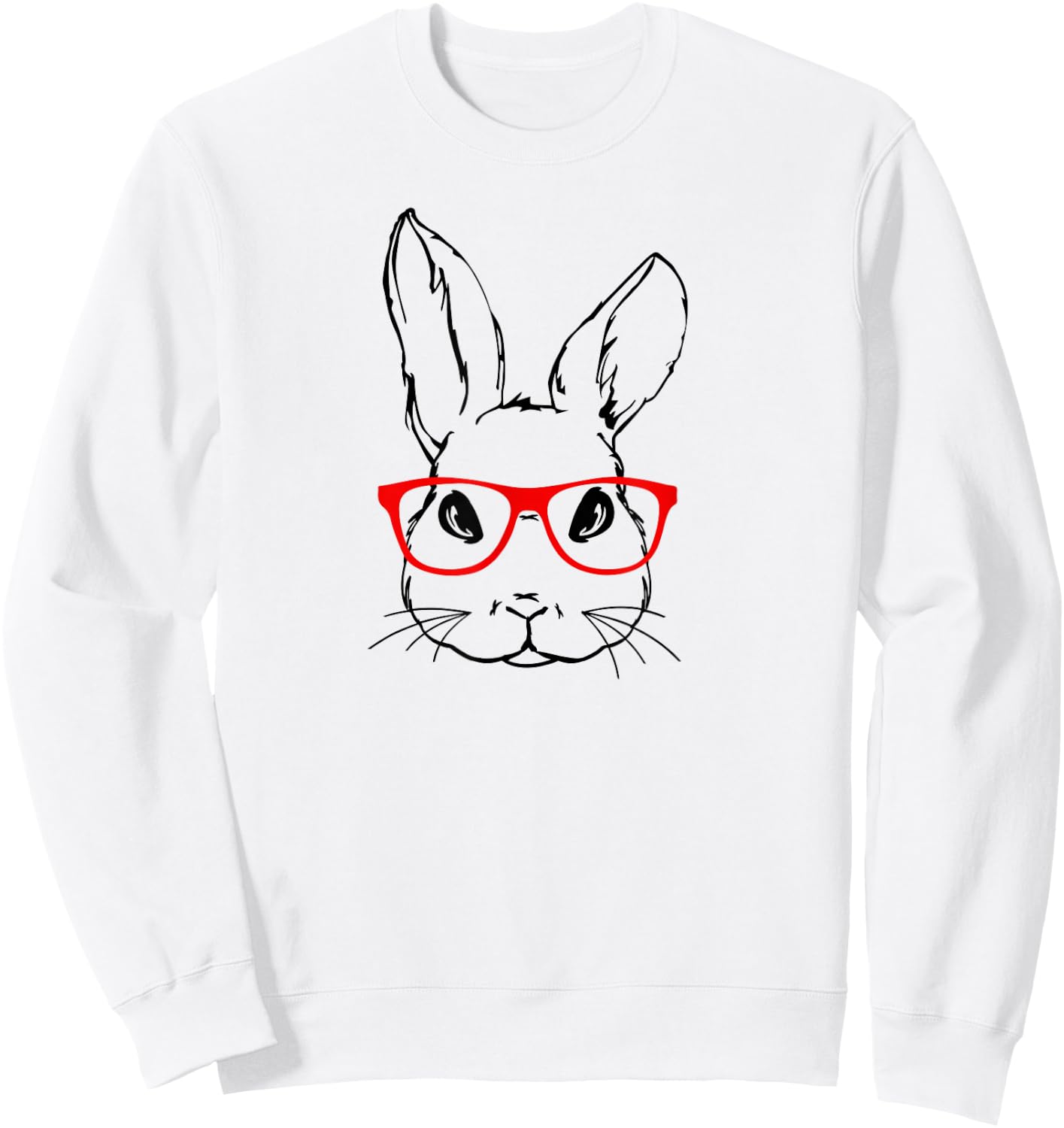 Cute Bunny Red Glasses Spring Easter Day Sweatshirt - Sweatshirt | White
