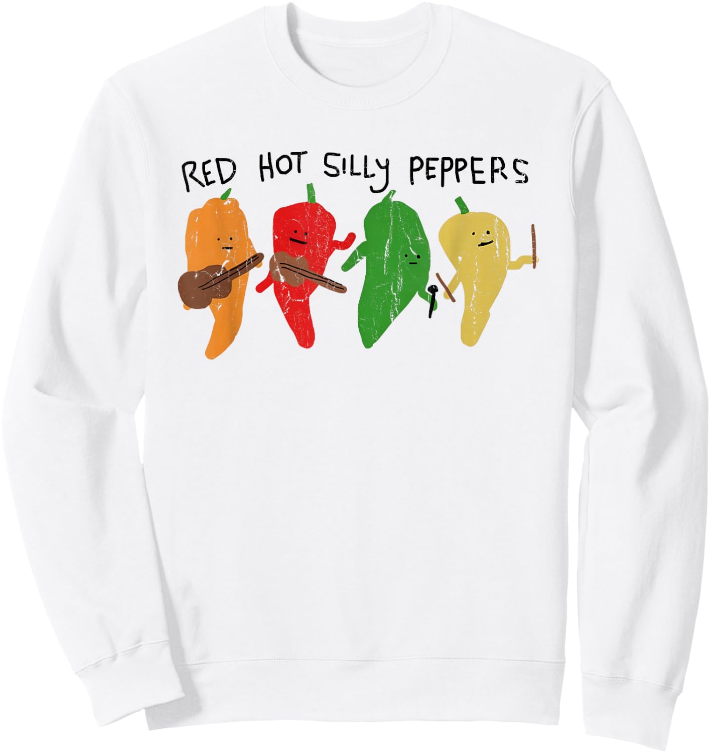 Red Hot Silly Peppers, Meme Funny, Cartoon Silly Sweatshirt - Sweatshirt | White