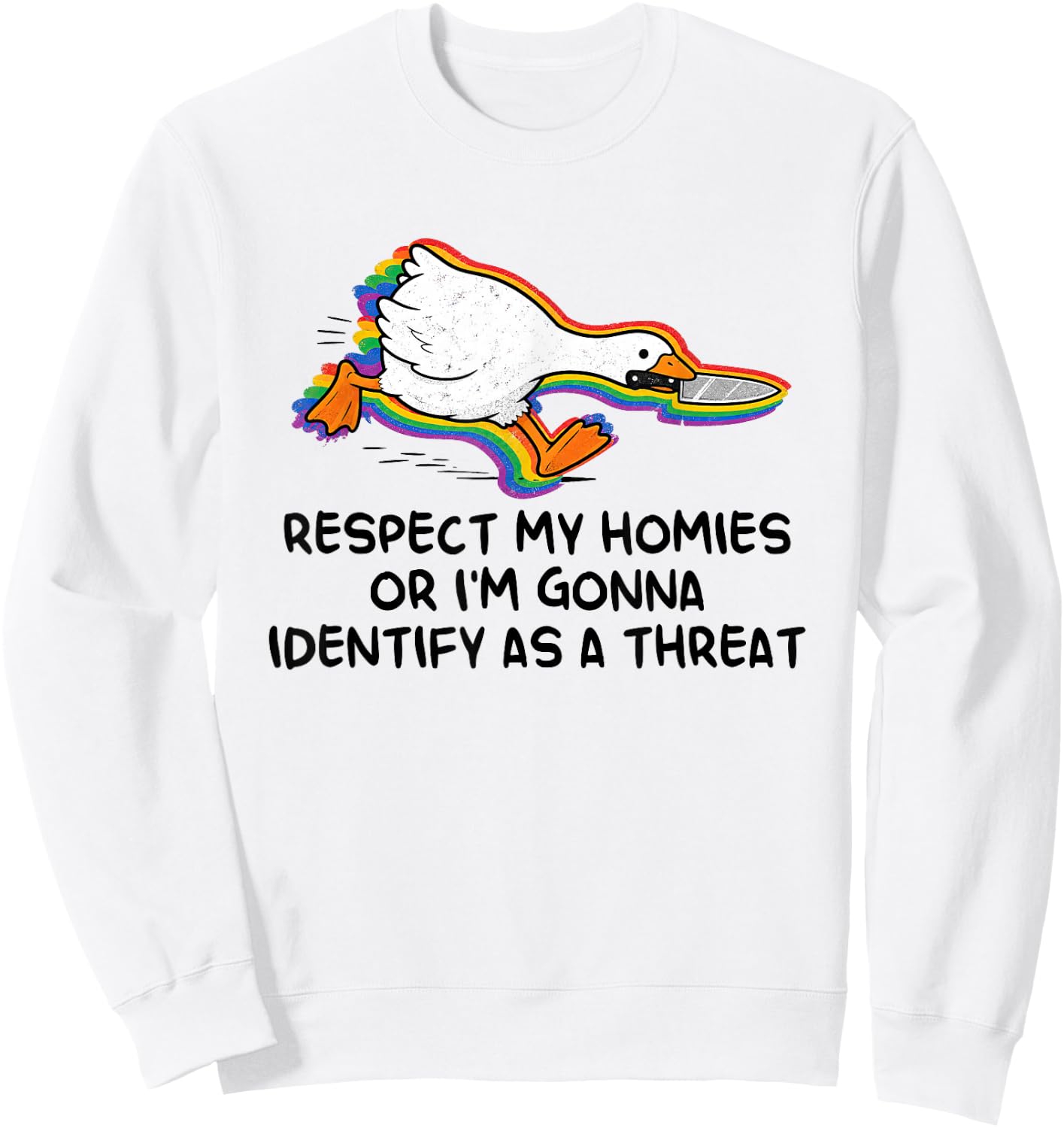 Respect My-Homies Or I'm Gonna Identify As A-Threat LGBTQ Sweatshirt - Sweatshirt | White