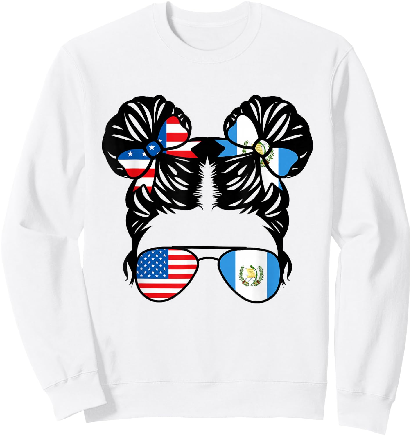 Half American Guatemalan Girl USA Guatemala Flag Patriot Small Sweatshirt - Sweatshirt | White