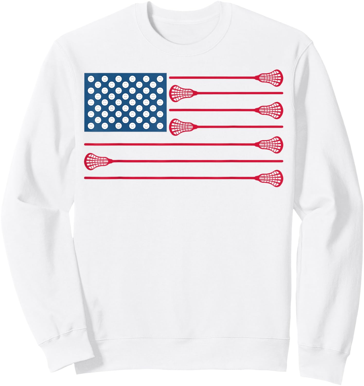 Lacrosse American Flag Cool Lacrosse Family Patriotic Lax Sweatshirt - Sweatshirt | White