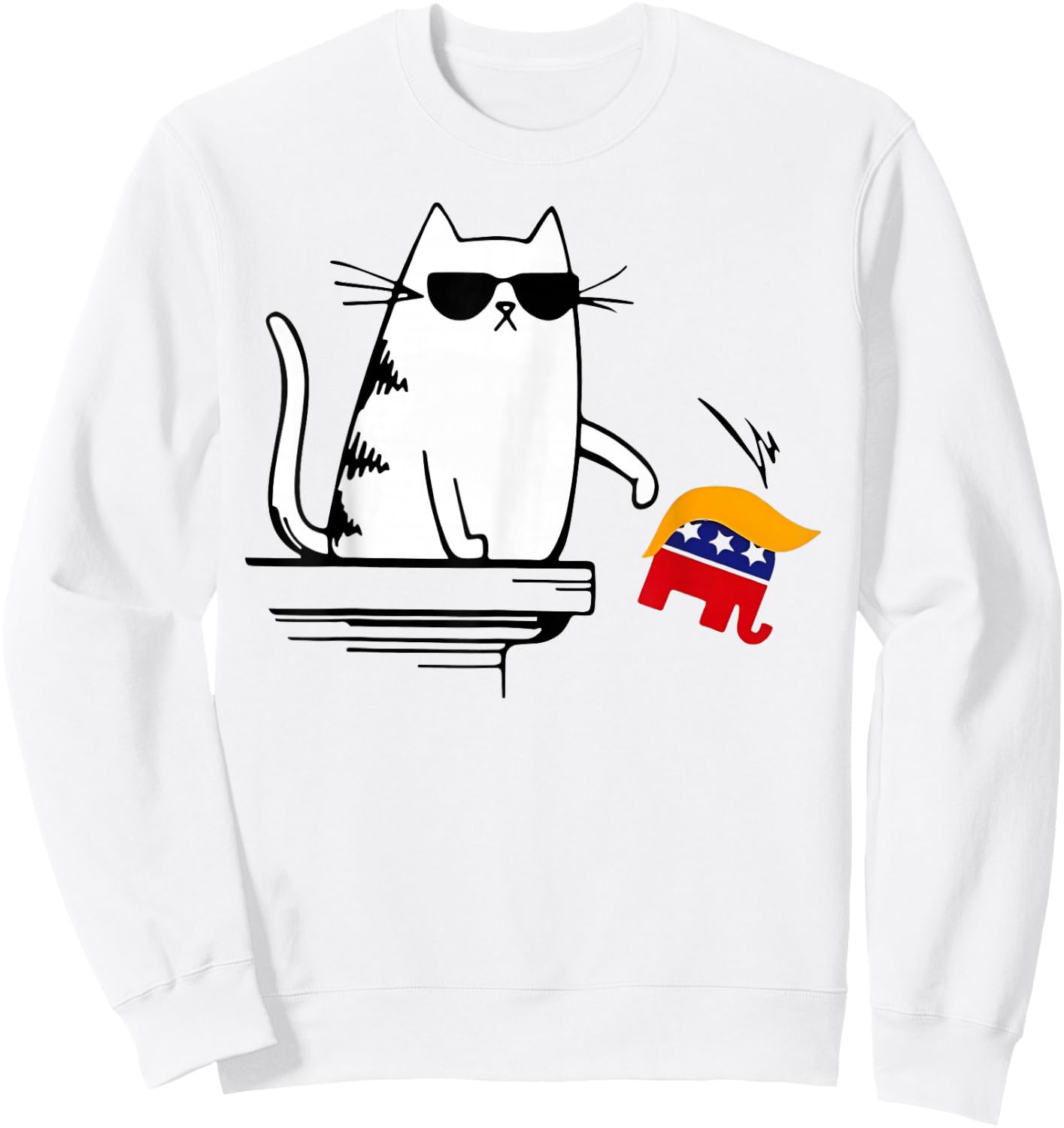 Cool Cat Harris Walz Knock Over Trump Elephant Hair Yard Sweatshirt - Sweatshirt | White