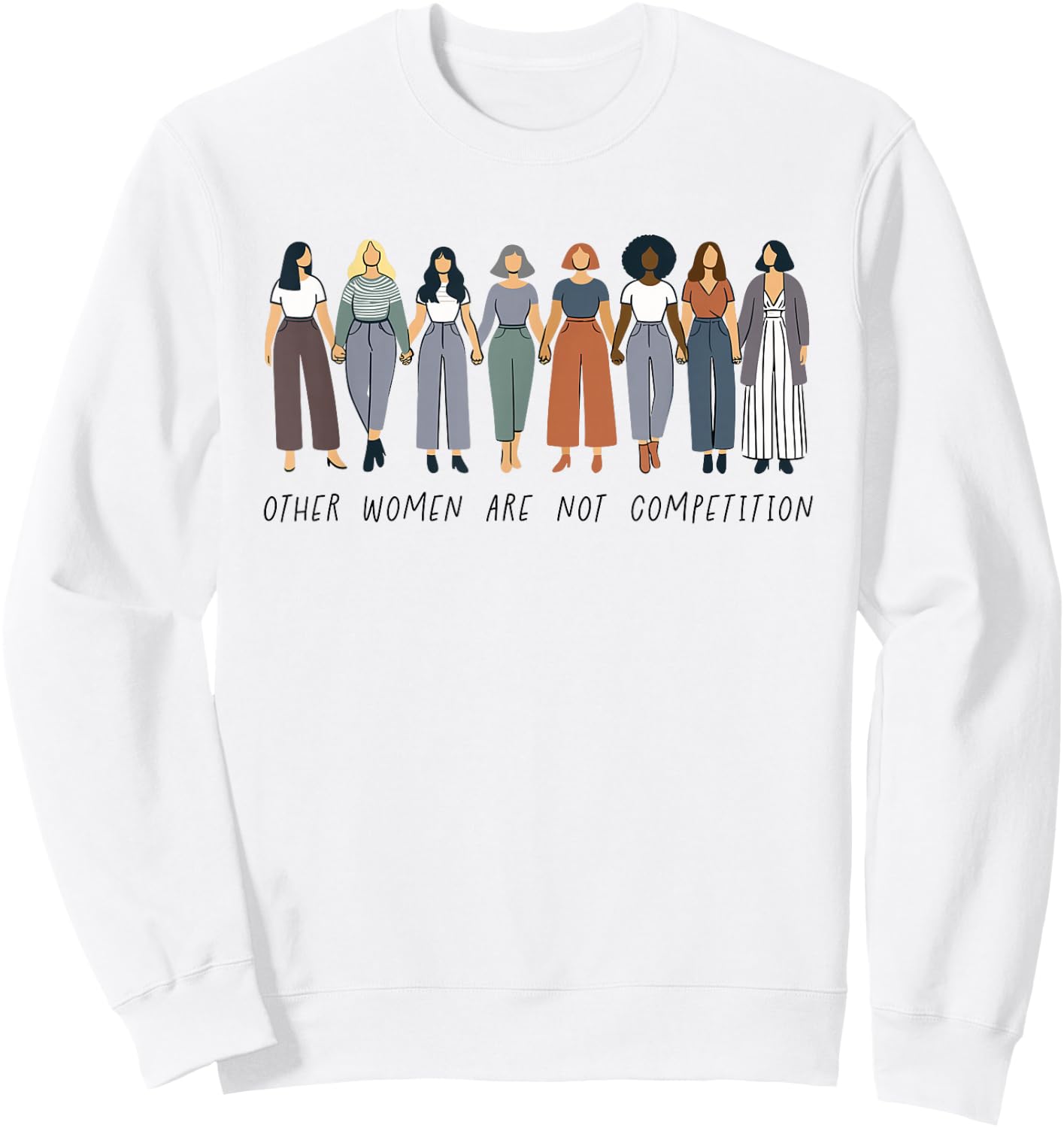 Feminism Saying Feminist Other Women Are Not Competition , gray, S Sweatshirt - Sweatshirt | White