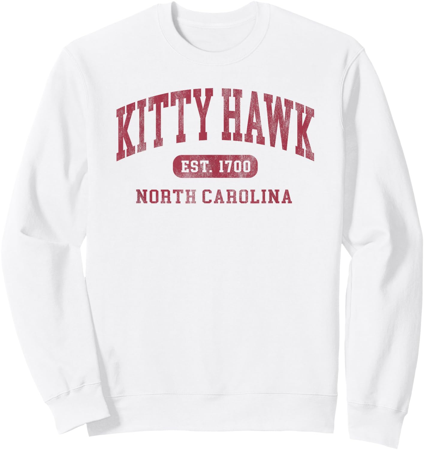 Kitty Hawk North Carolina Retro Varsity Established Souvenir Sweatshirt - Sweatshirt | White