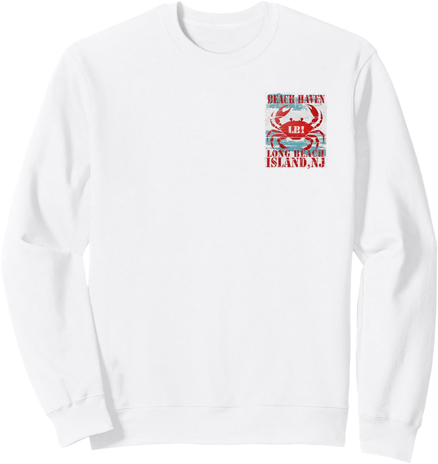 BEACH HAVEN Long Beach Island NJ Nautical Coastal Crab Sweatshirt - Sweatshirt | White