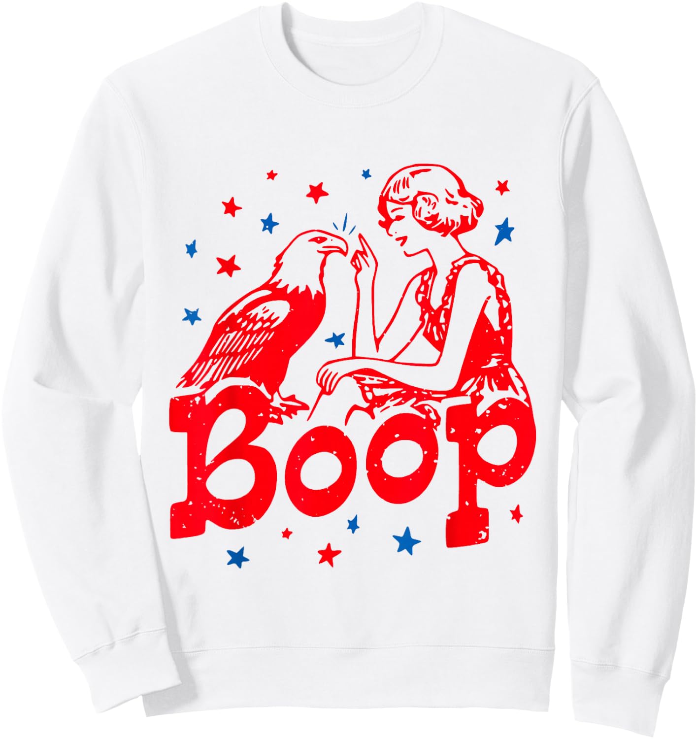 Boop Eagle Funny Patriotic, Retro Vintage 4th of July Sweatshirt - Sweatshirt | White