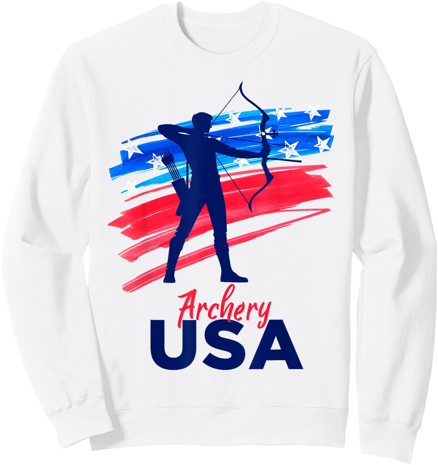 Archery Sport Archer Support Team Flag USA American Sweatshirt - Sweatshirt | White