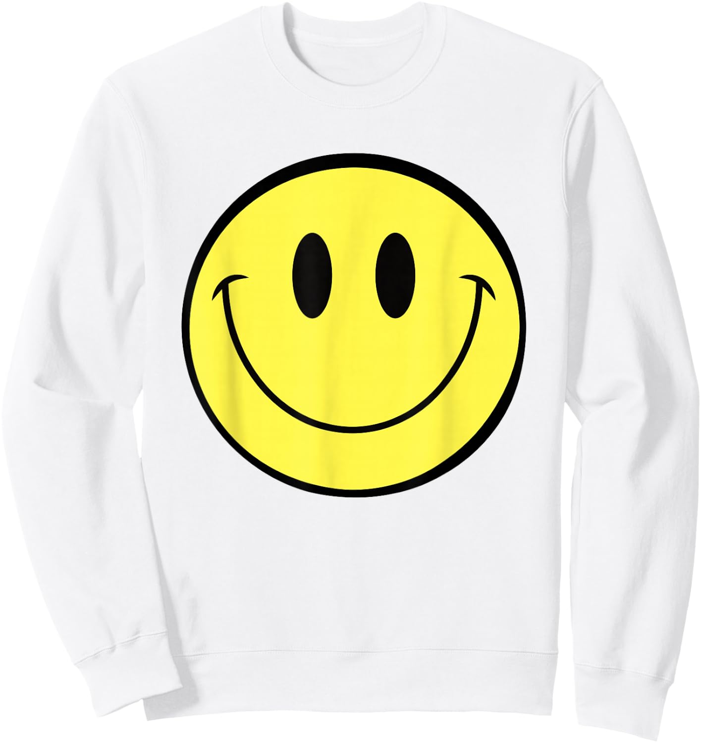 70s Yellow Smile Face Shirt Cute Funny Happy Smiling Face , White Sweatshirt - Sweatshirt | White