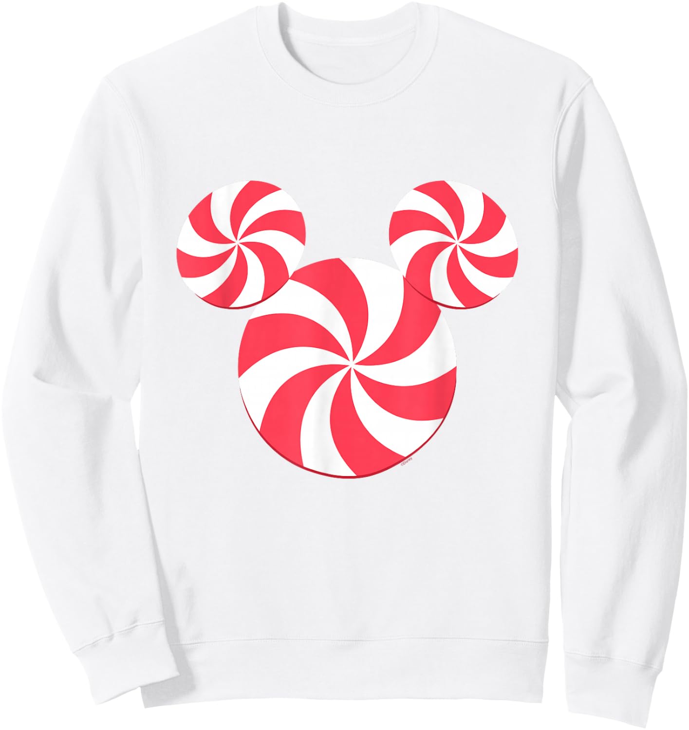 Disney Mickey Mouse Icon Christmas Peppermint Candy Holiday Sweatshirt - Sweatshirt | White