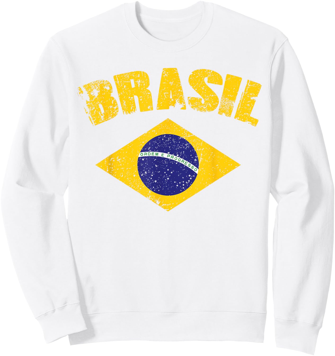 Brasilianische Nationalflagge Vintage Patriotischer Fußball Brasilien Sweatshirt - Sweatshirt | White