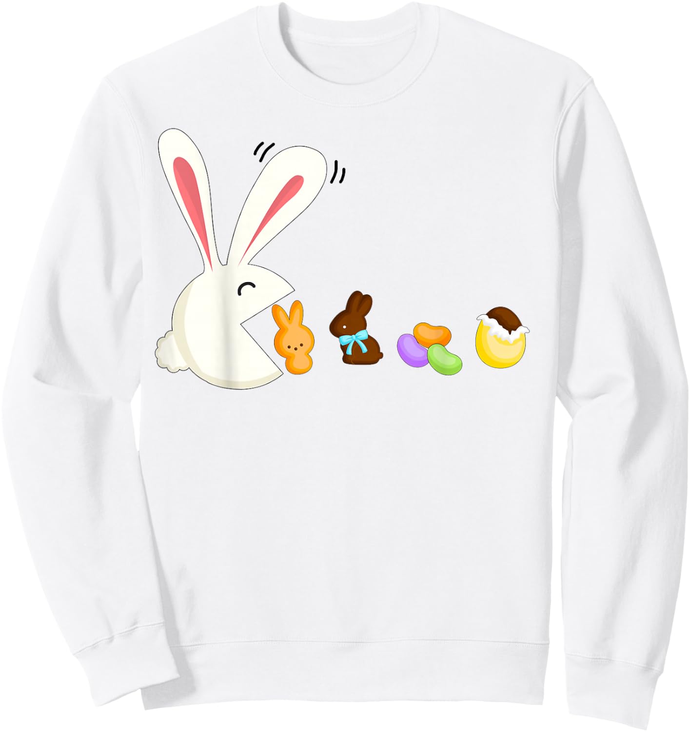Happy Easter Bunny Eating Candy Funny Boys Girls Kids Easter Sweatshirt - Sweatshirt | White