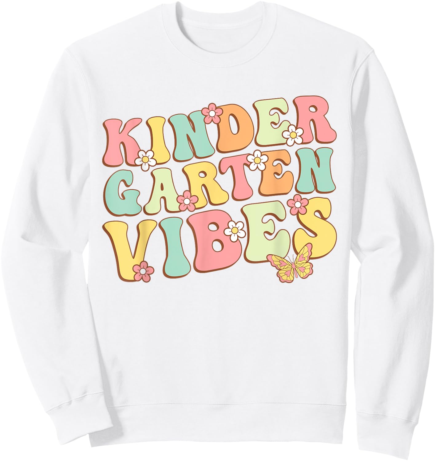 Kindergarten Vibes Hello Kindergarten Teacher Kids Retro Sweatshirt - Sweatshirt | White