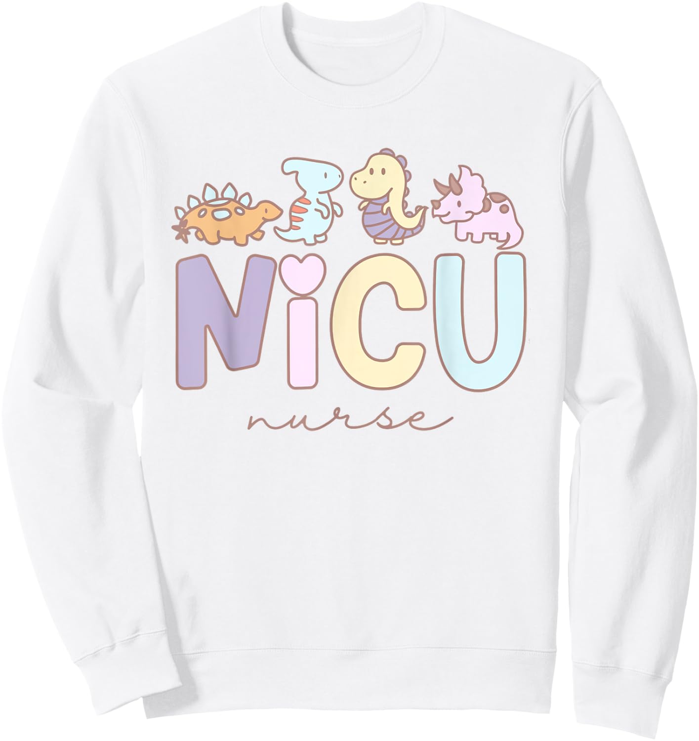 Retro NICU Nurse Dinosaur Neonatal Intensive Care Unit Sweatshirt - Sweatshirt | White