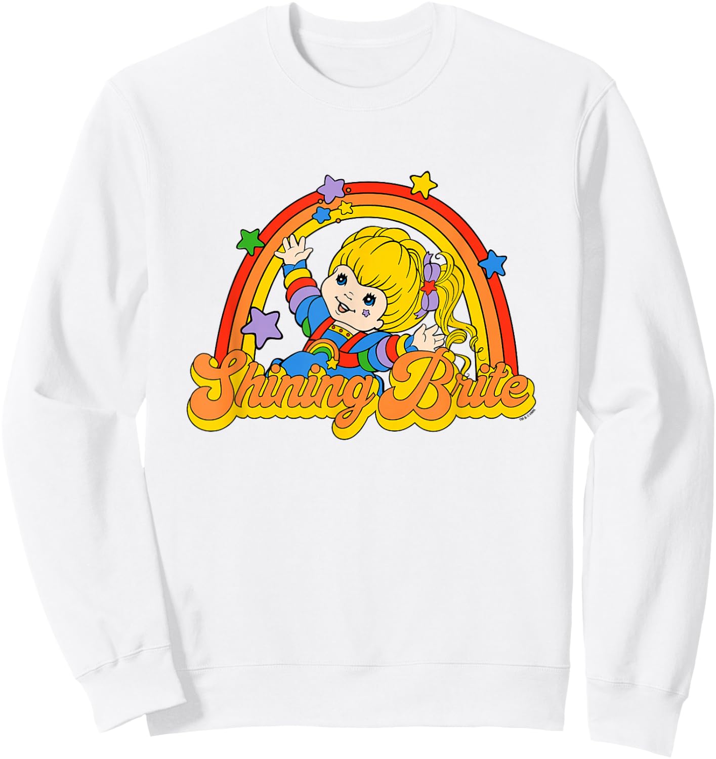 Rainbow Brite Shining Brite Girl Vintage Big Chest Logo Sweatshirt - Sweatshirt | White