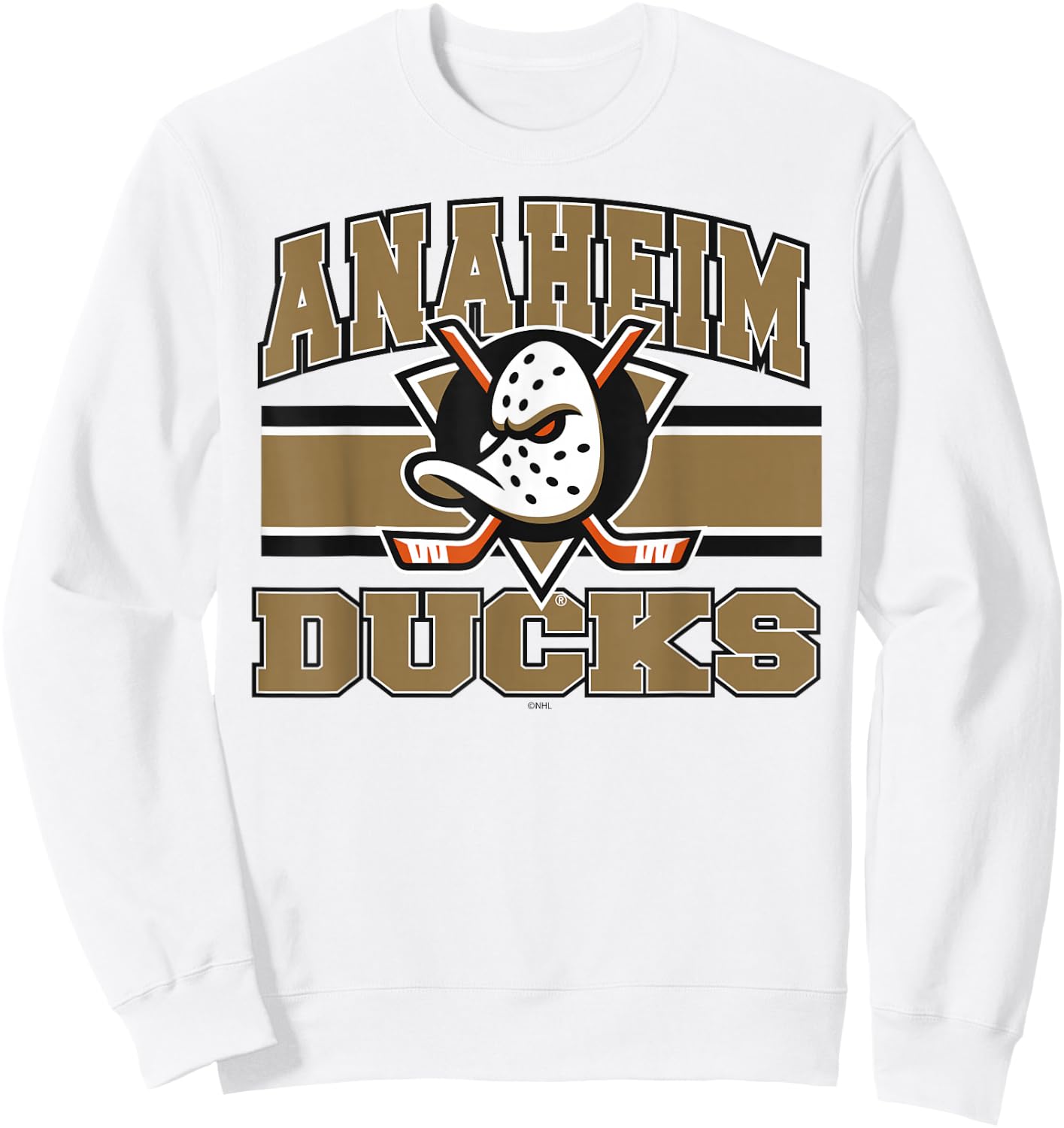 Anaheim Ducks Stripe Orange Officially Licensed Sweatshirt - Sweatshirt | White