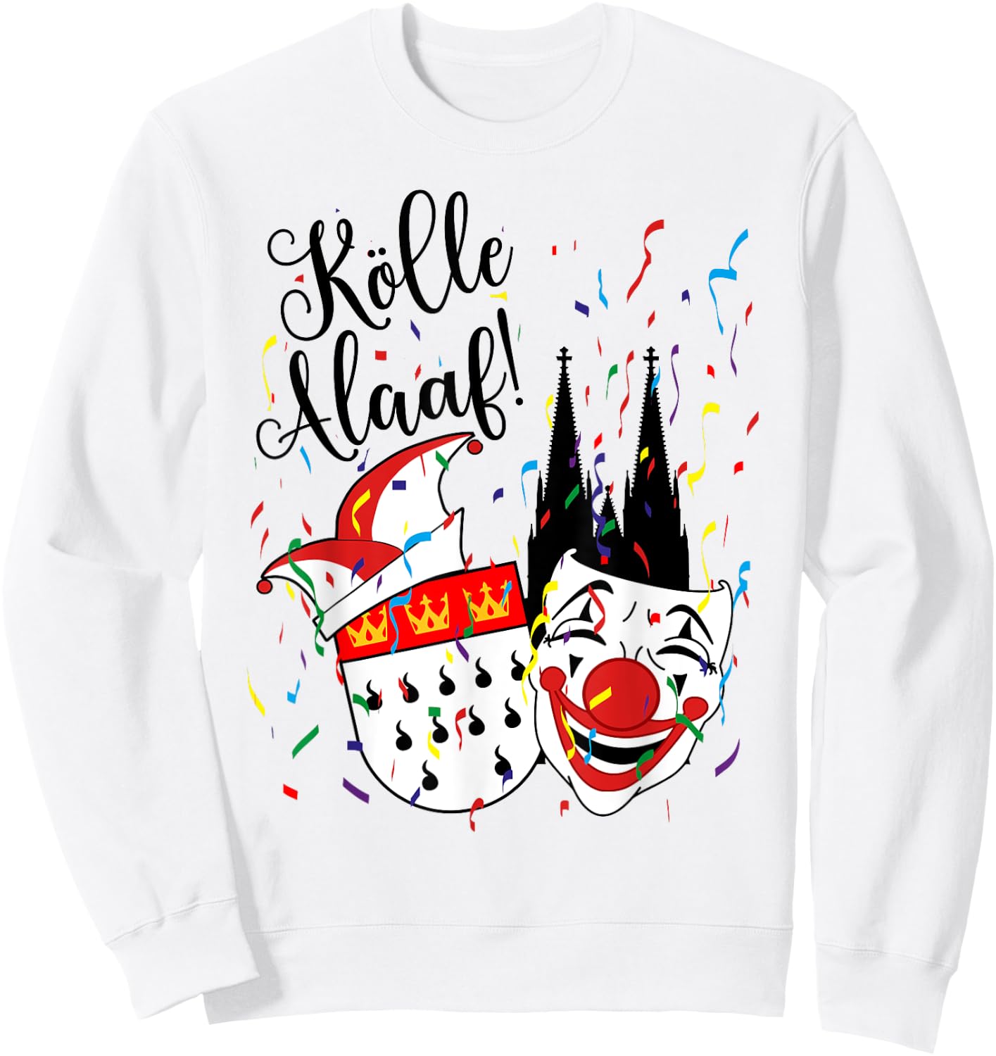 Karneval Fasching Konfetti Party Alaaf Kostüm Kölle Alaaf Confetti Carnival Parade for Adults, Children, Multicoloured, Small, Short Sleeves, Spring, 1 Count Sweatshirt - Sweatshirt | White