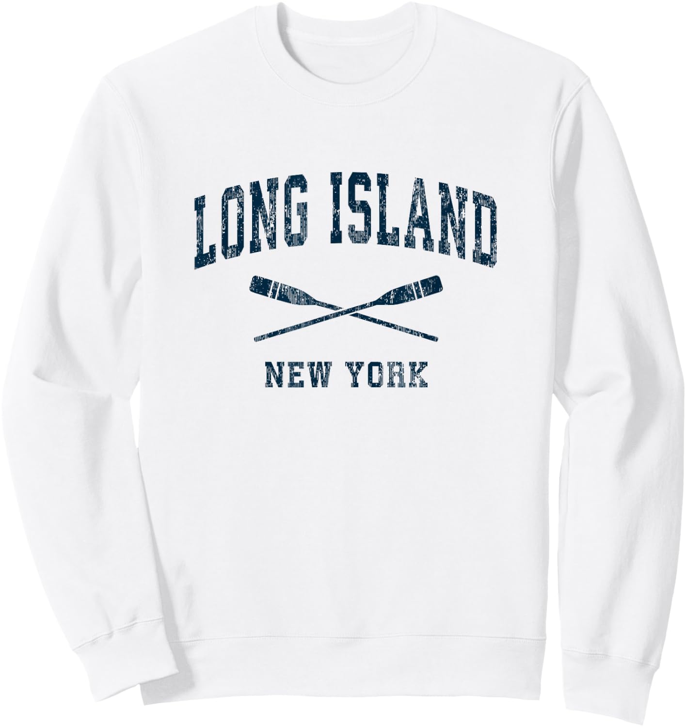 Long Island New York Vintage Nautical Paddles Sports Oars Sweatshirt - Sweatshirt | White