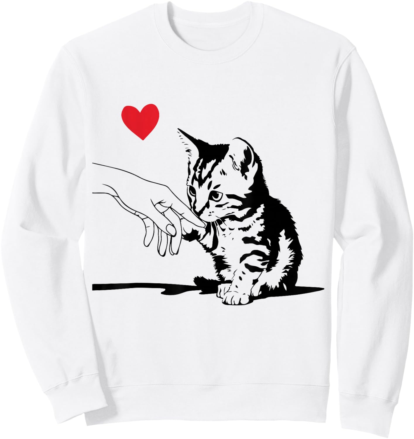 Cute Tabby Cat Love Heart Kitten Mom Dad Toddler Lover Gift Sweatshirt - Sweatshirt | White